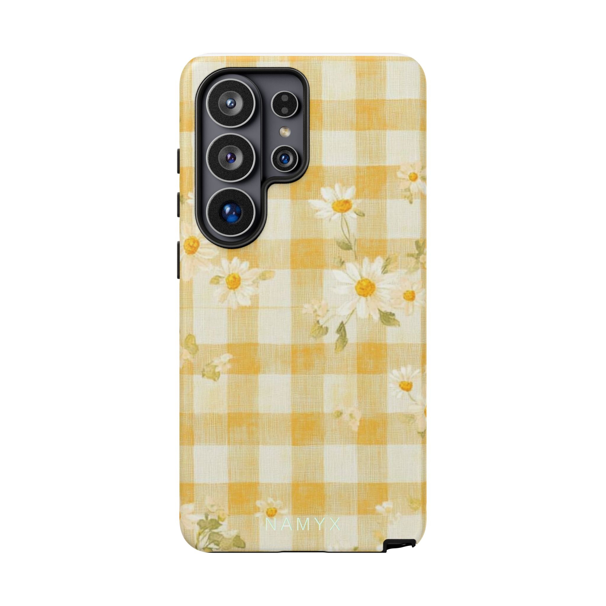 Daisy Gingham Tough Phone Case — Yellow Floral Protective Cover