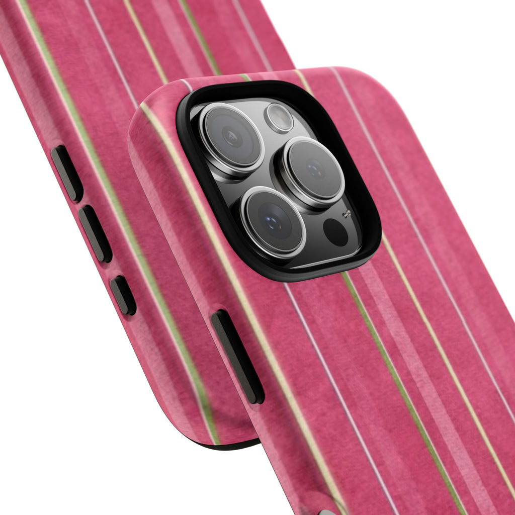 Pink Vertical Stripe Tough Phone Case — Durable Protective iPhone Cover with Subtle Vintage Stripes
