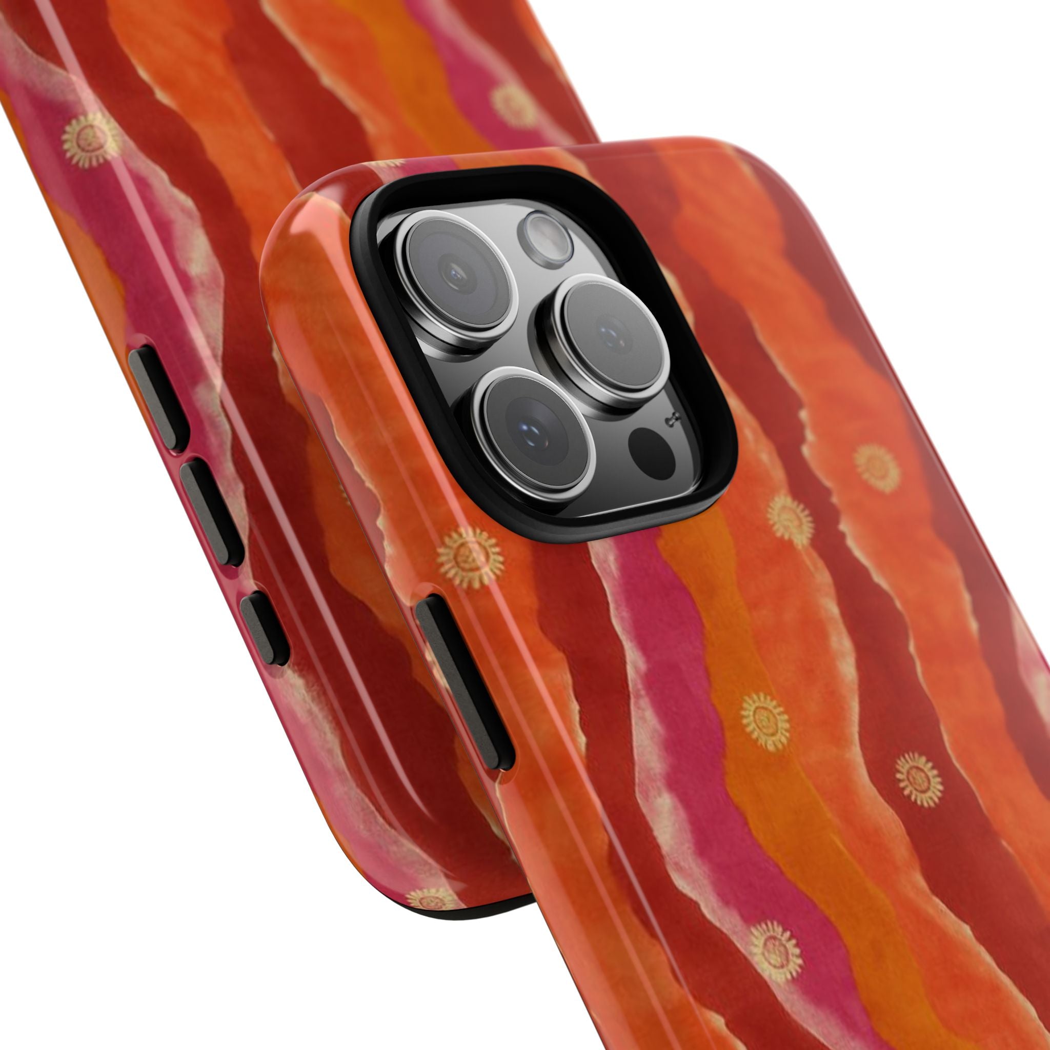 Abstract Red Waves Phone Case — Bold Orange & Pink Protective Tough Case