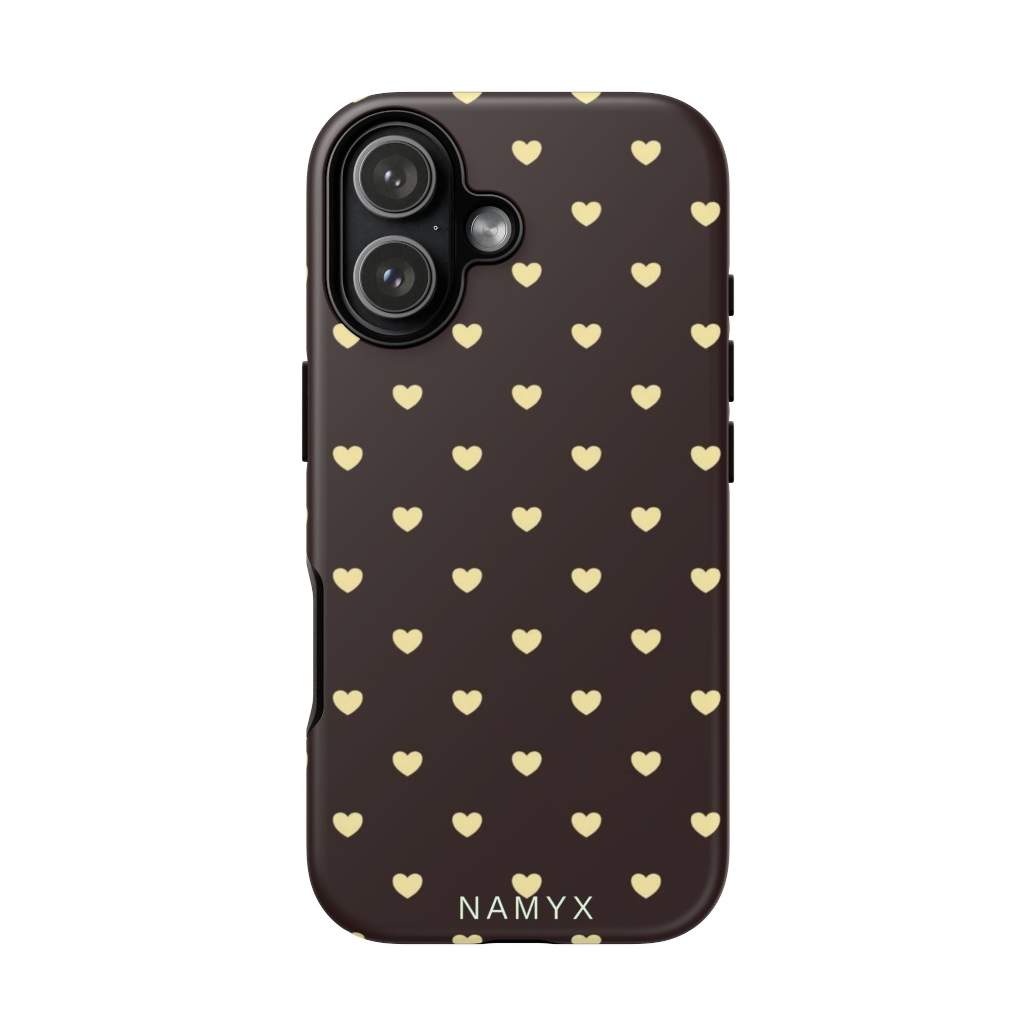 Tough Case — Brown Phone Case with Cream Heart Pattern