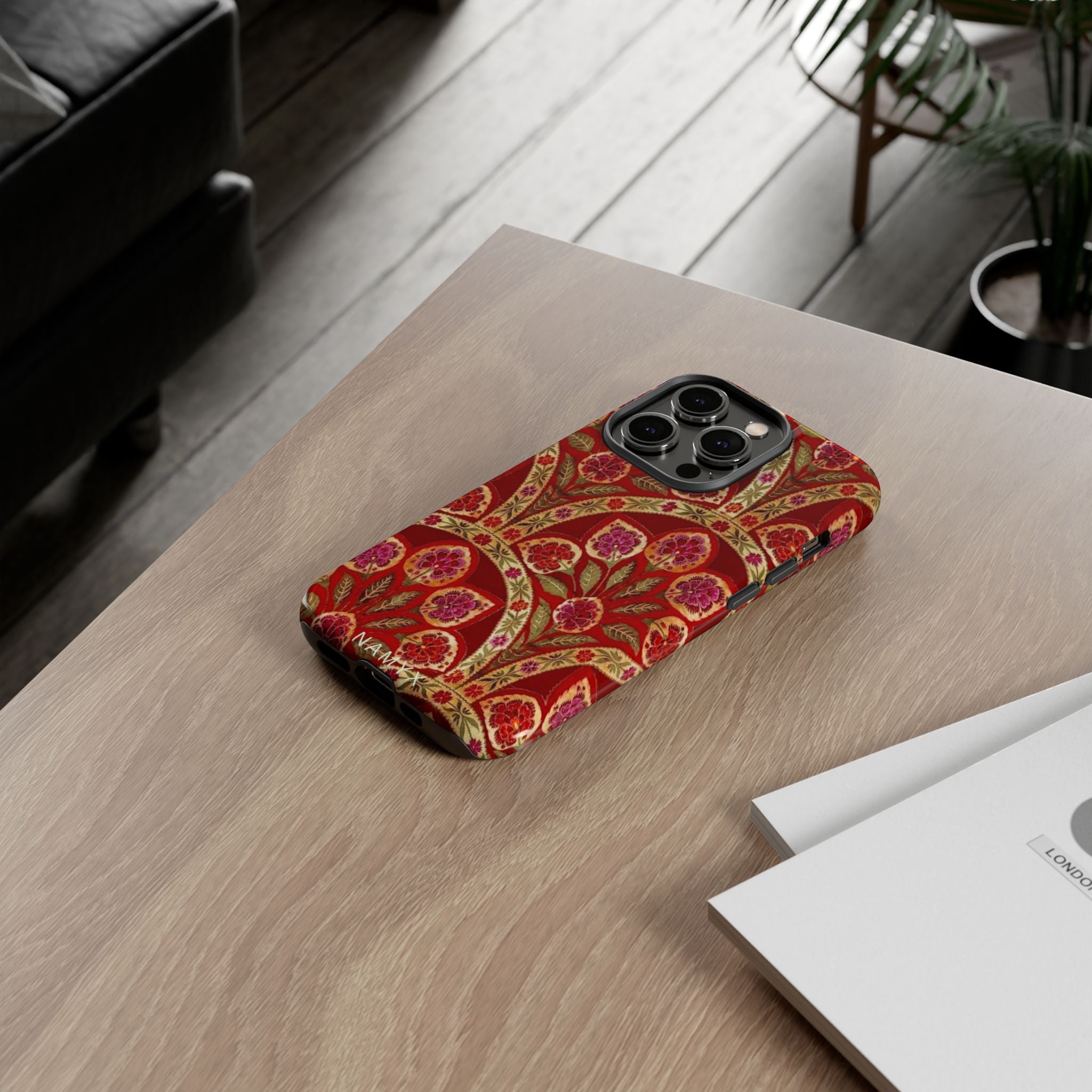 Floral Paisley Tough Phone Case — Red Gold Vintage Pattern