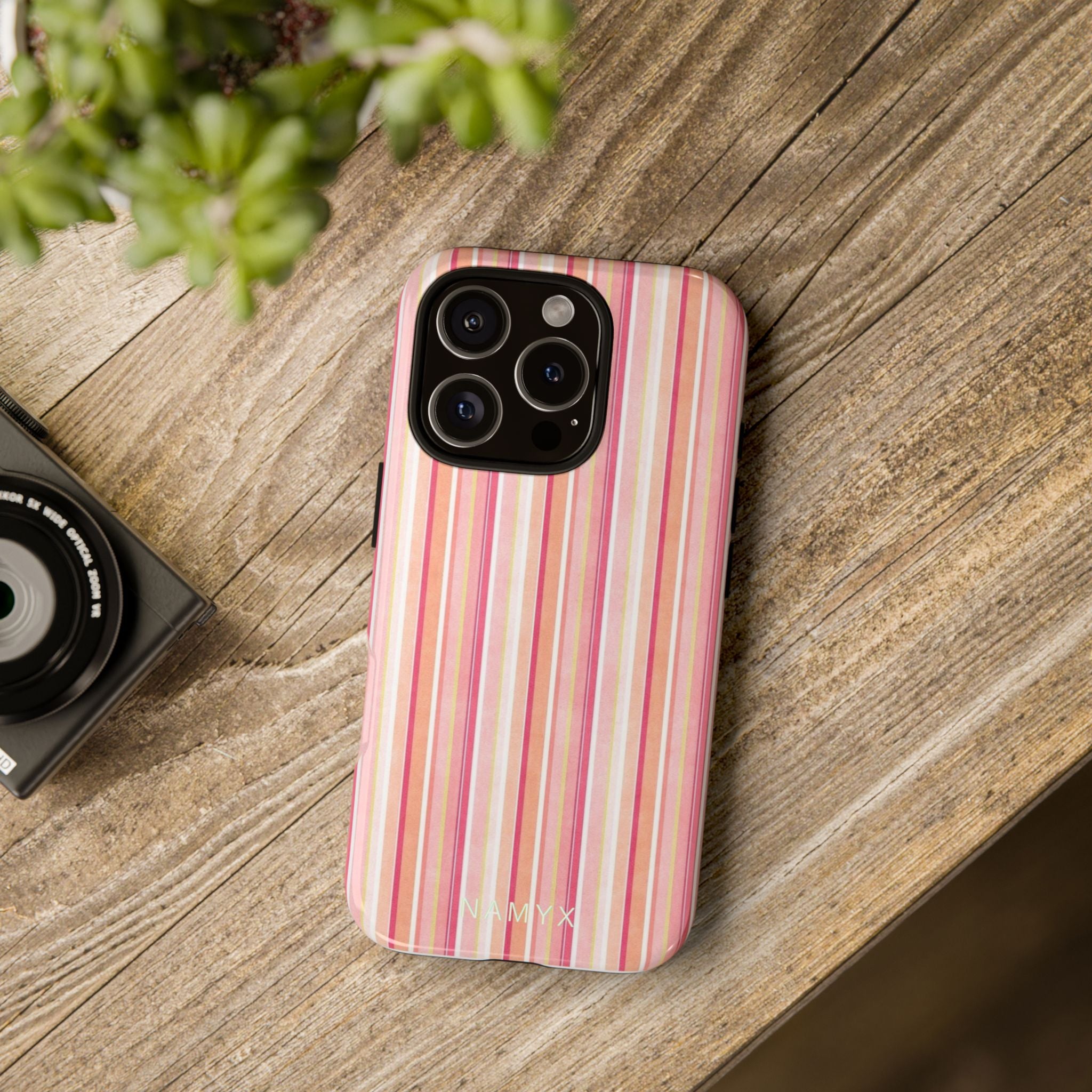 Pink Vintage Stripe Tough Phone Case