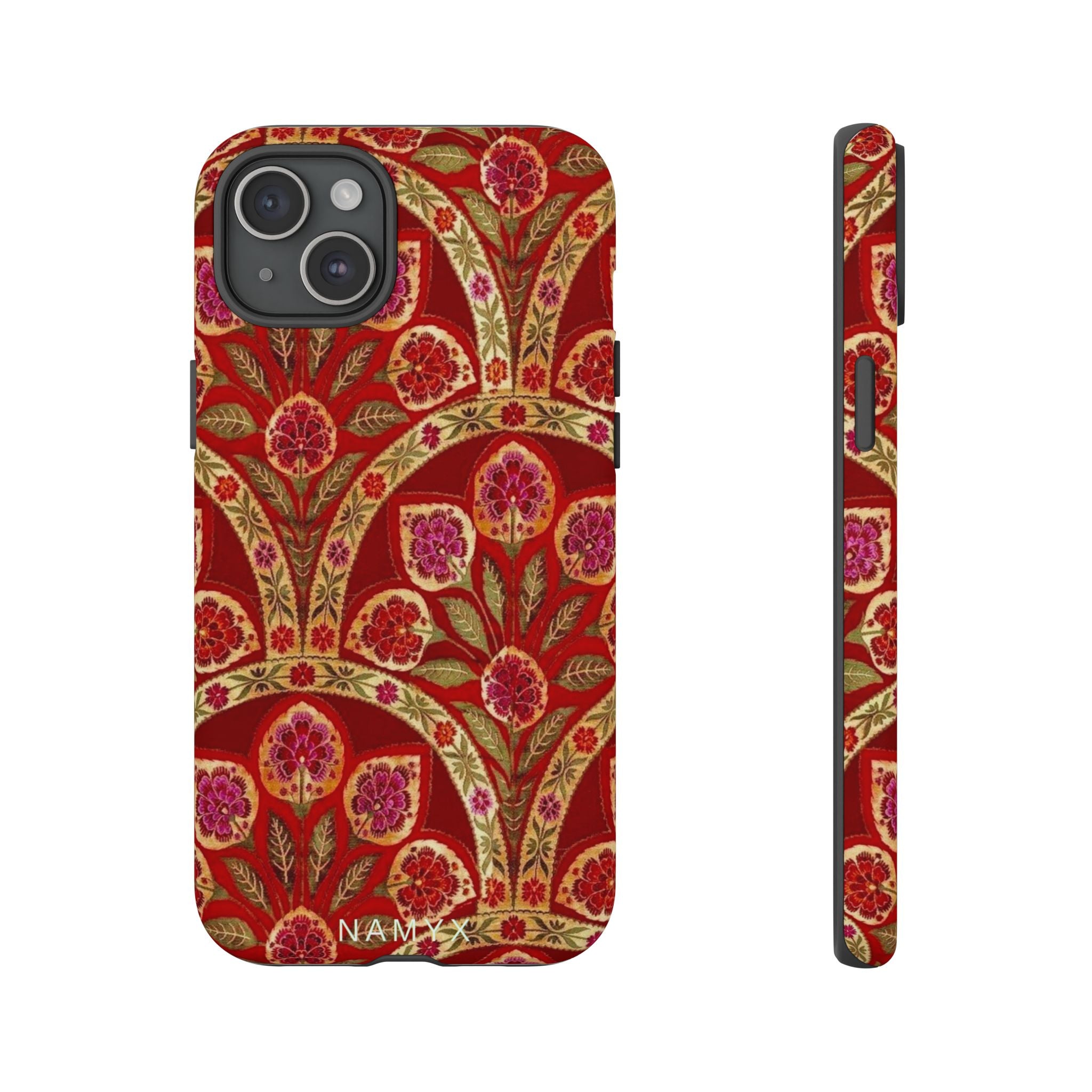 Floral Paisley Tough Phone Case — Red Gold Vintage Pattern