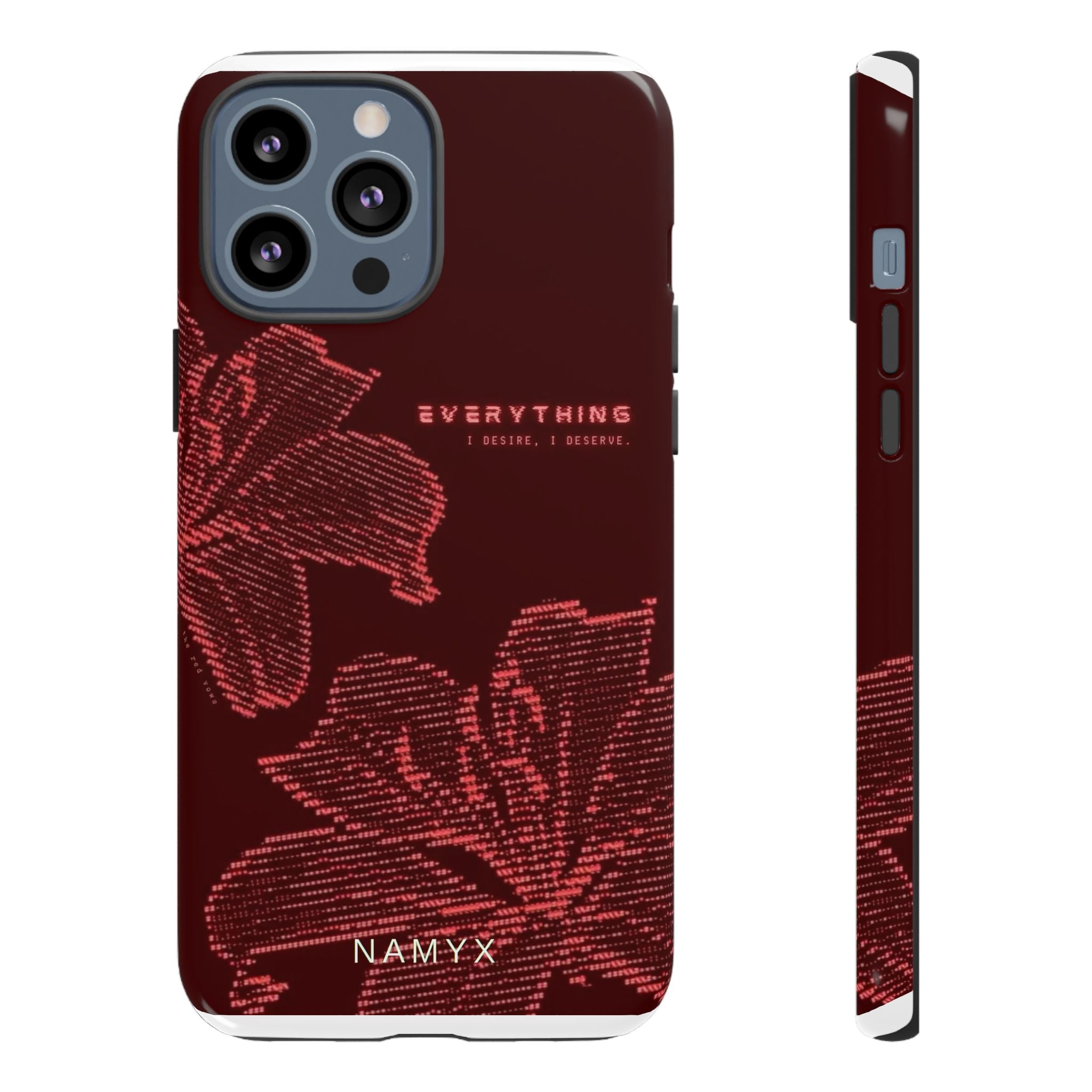 Floral Tough Phone Case — 'Everything' Burgundy Protective Cover