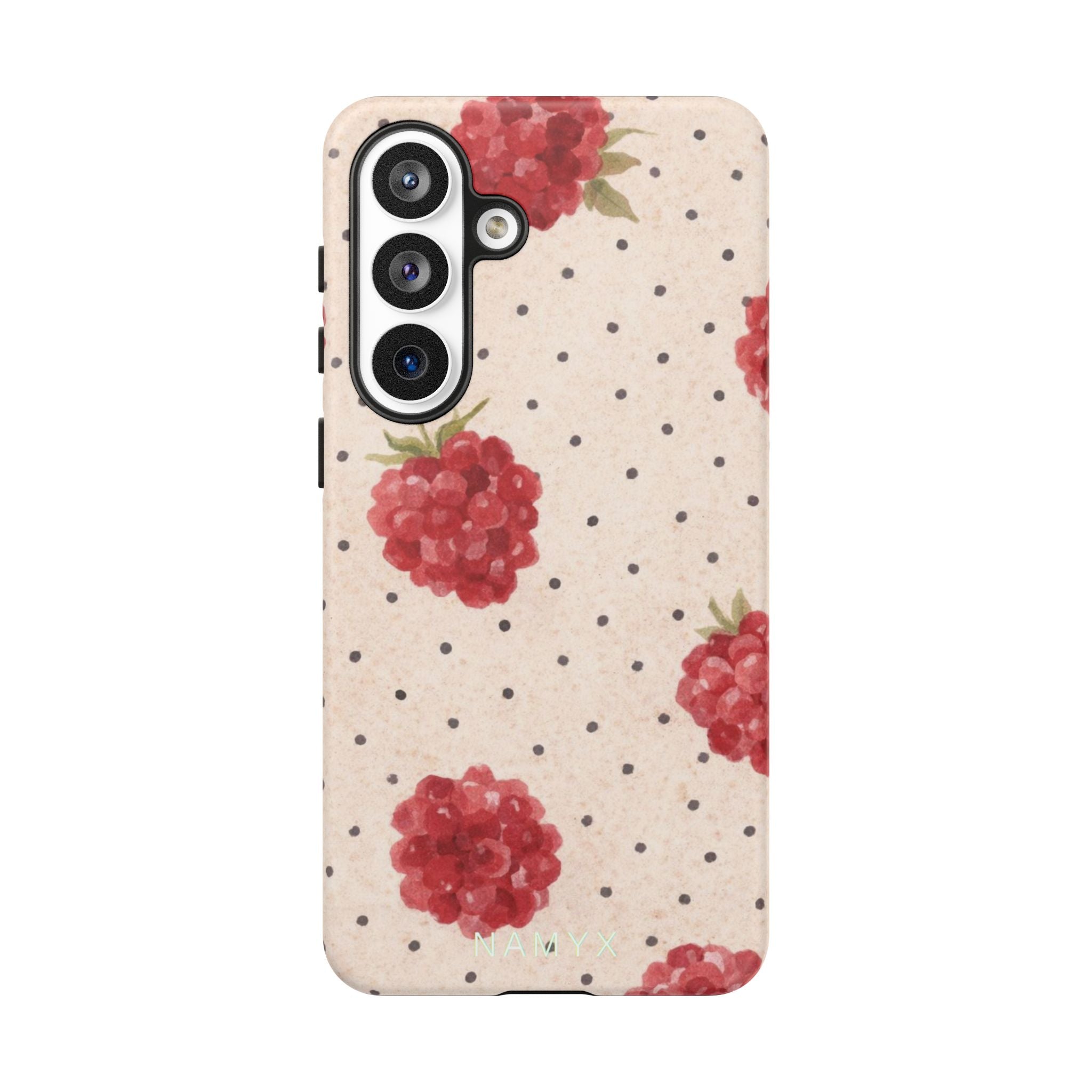 Raspberry Dotted Tough Phone Case — Vintage Floral Protective Cover