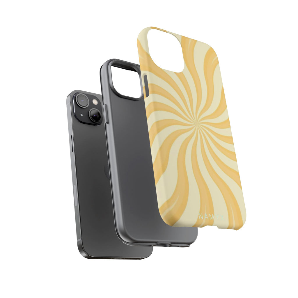 Phone Case — Retro Yellow Swirl Tough Protective Cover