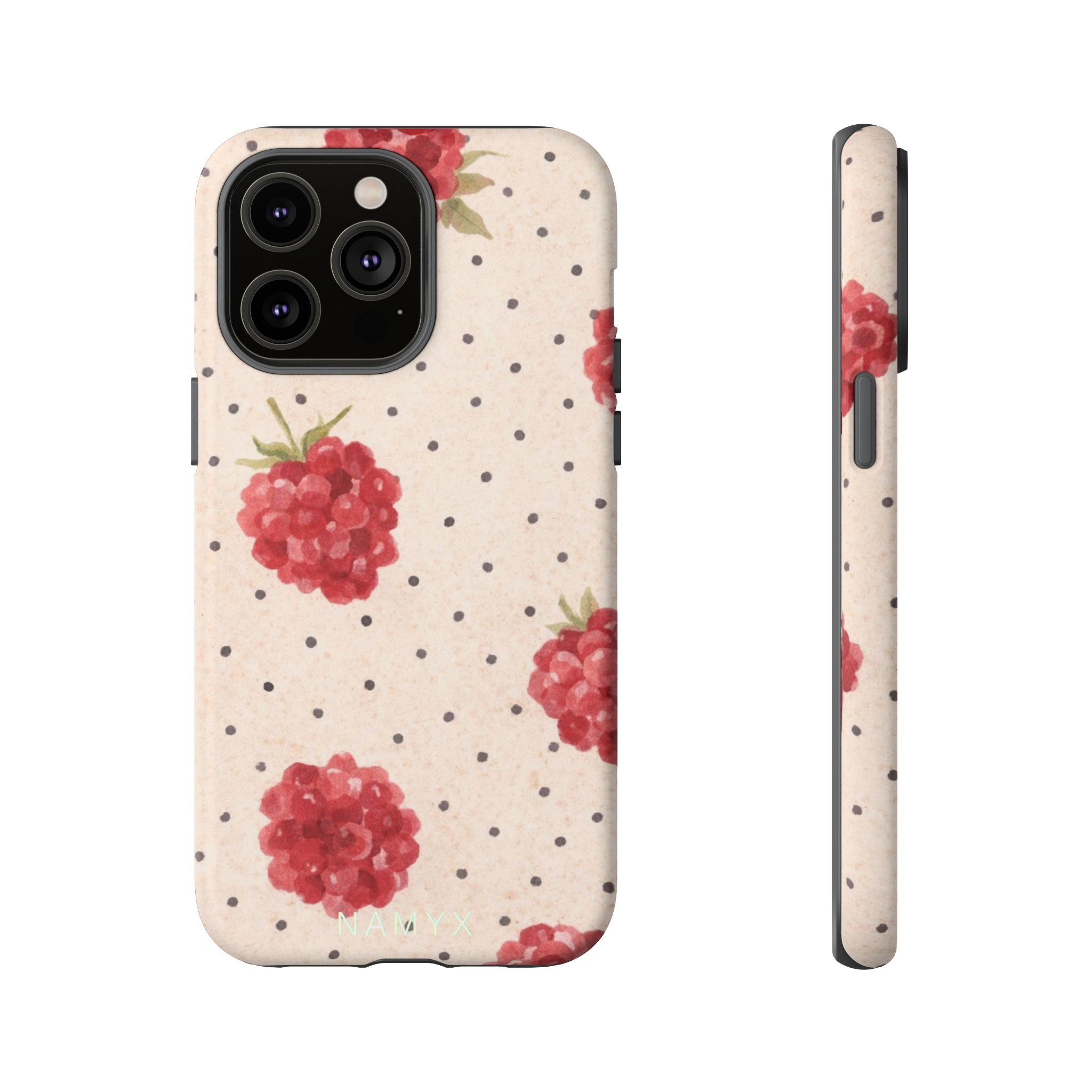 Raspberry Dotted Tough Phone Case — Vintage Floral Protective Cover