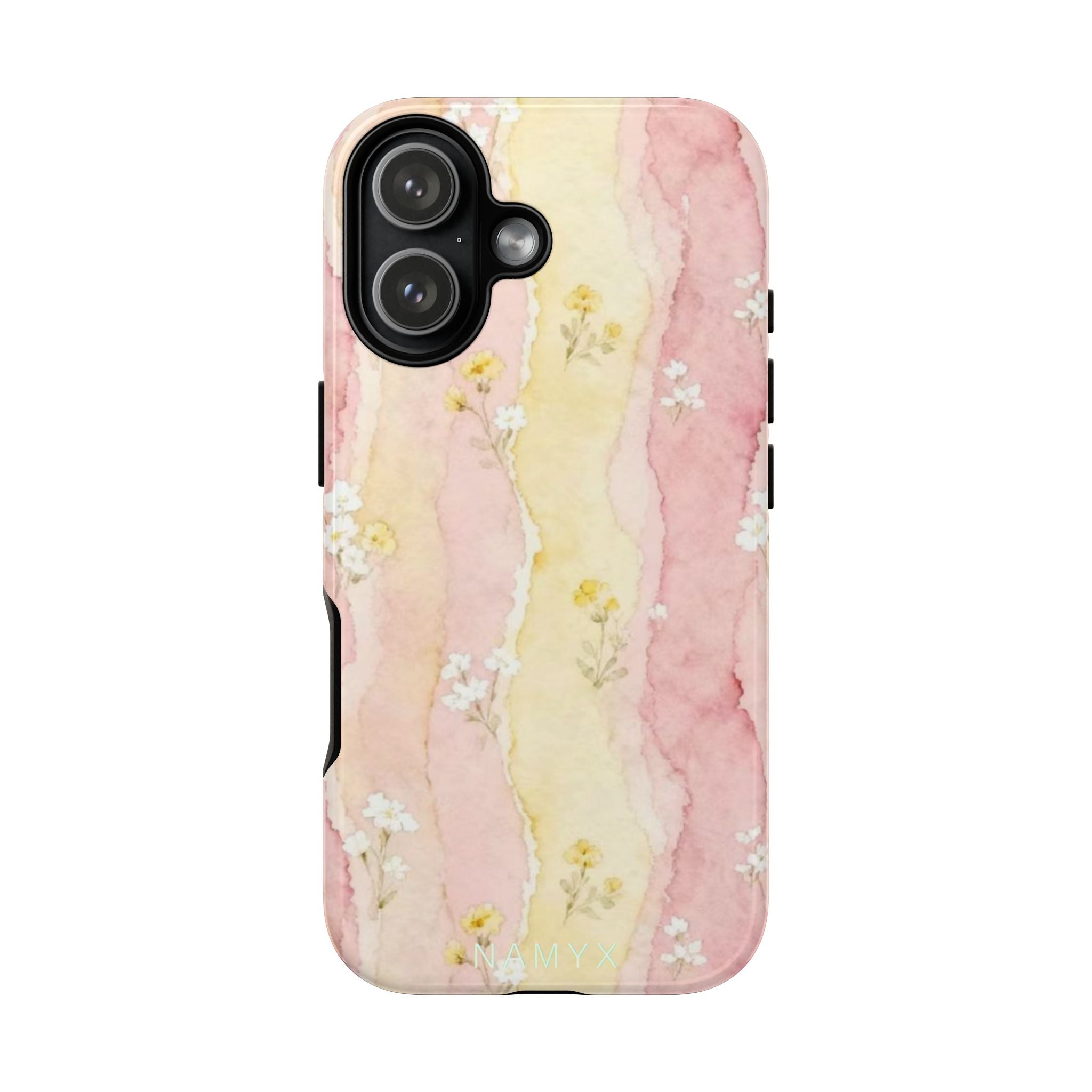 Floral Watercolor Tough Phone Case — Pink & Yellow Daisy Protective Cover