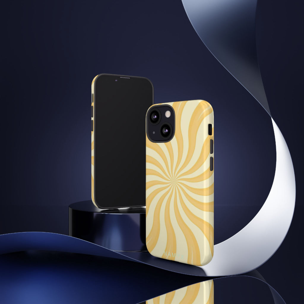 Phone Case — Retro Yellow Swirl Tough Protective Cover