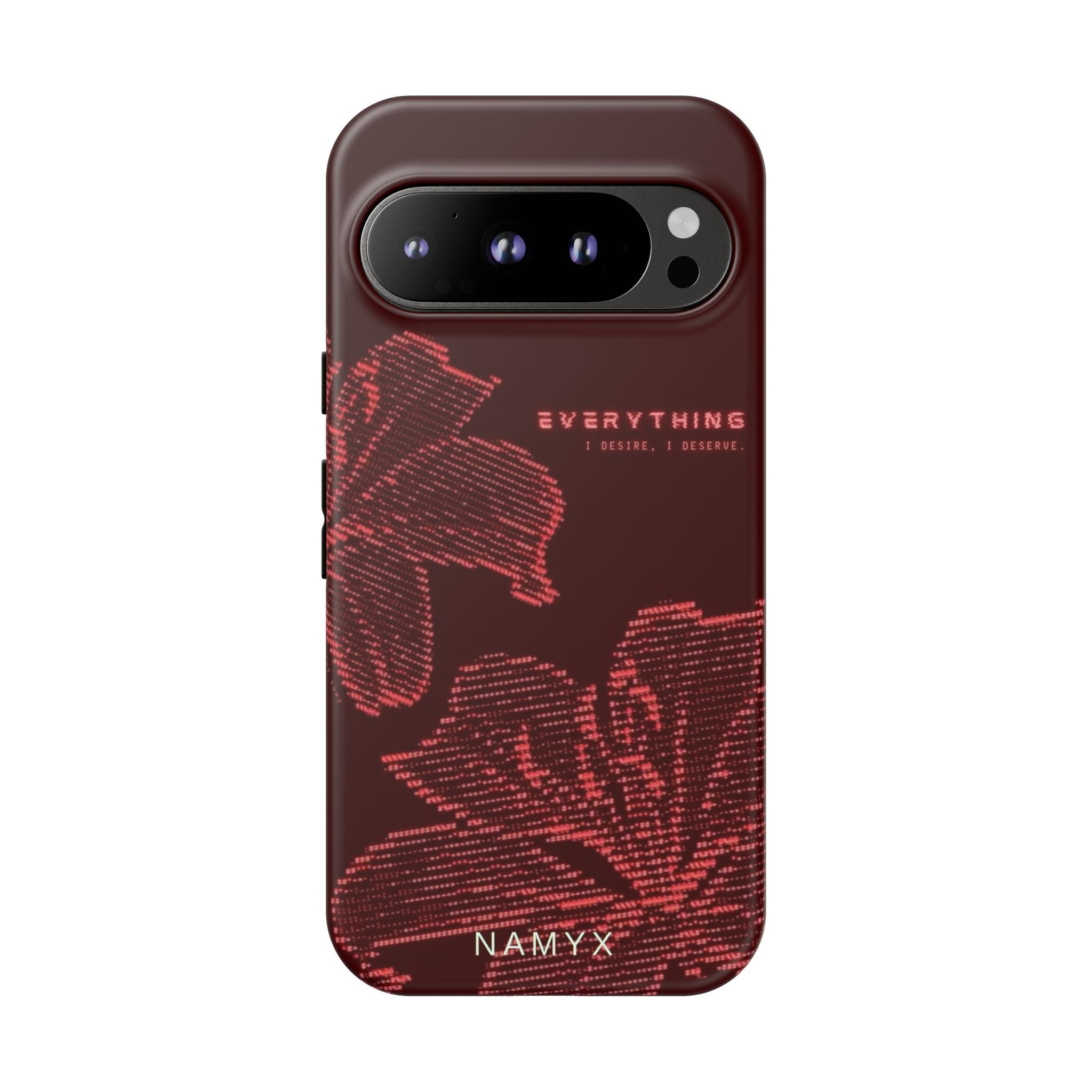 Floral Tough Phone Case — 'Everything' Burgundy Protective Cover