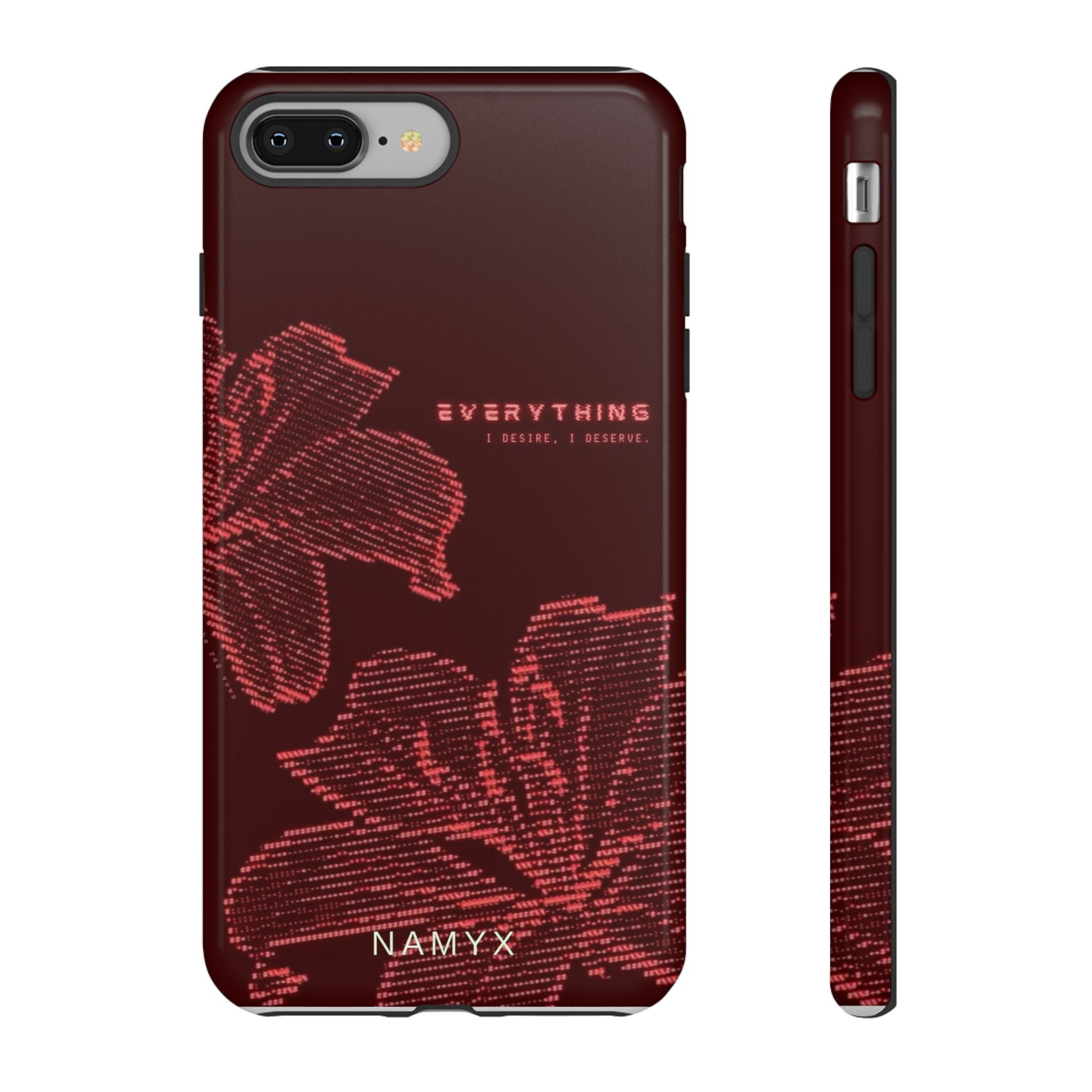 Floral Tough Phone Case — 'Everything' Burgundy Protective Cover