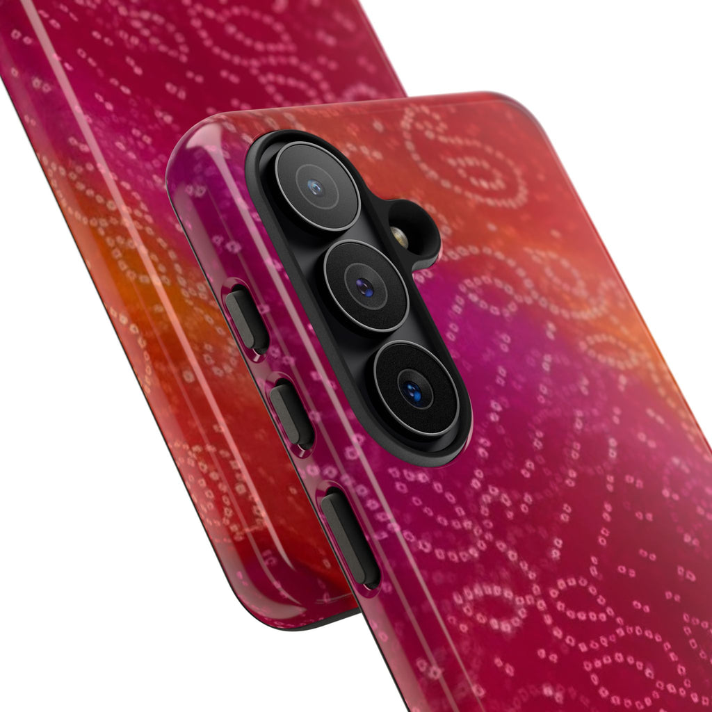 Floral Bandana Tough Case — Protective Phone Case with Pink Orange Paisley Design