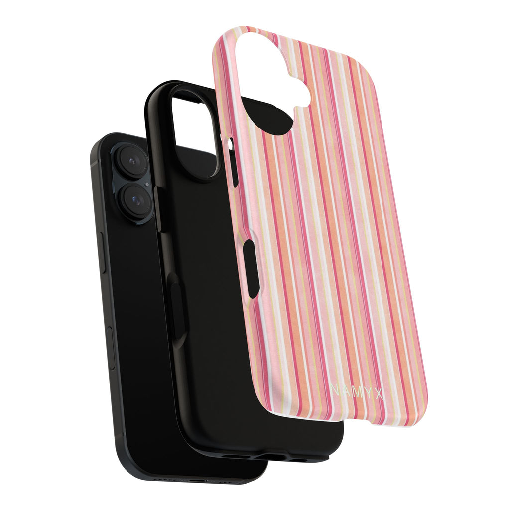 Pink Vintage Stripe Tough Phone Case