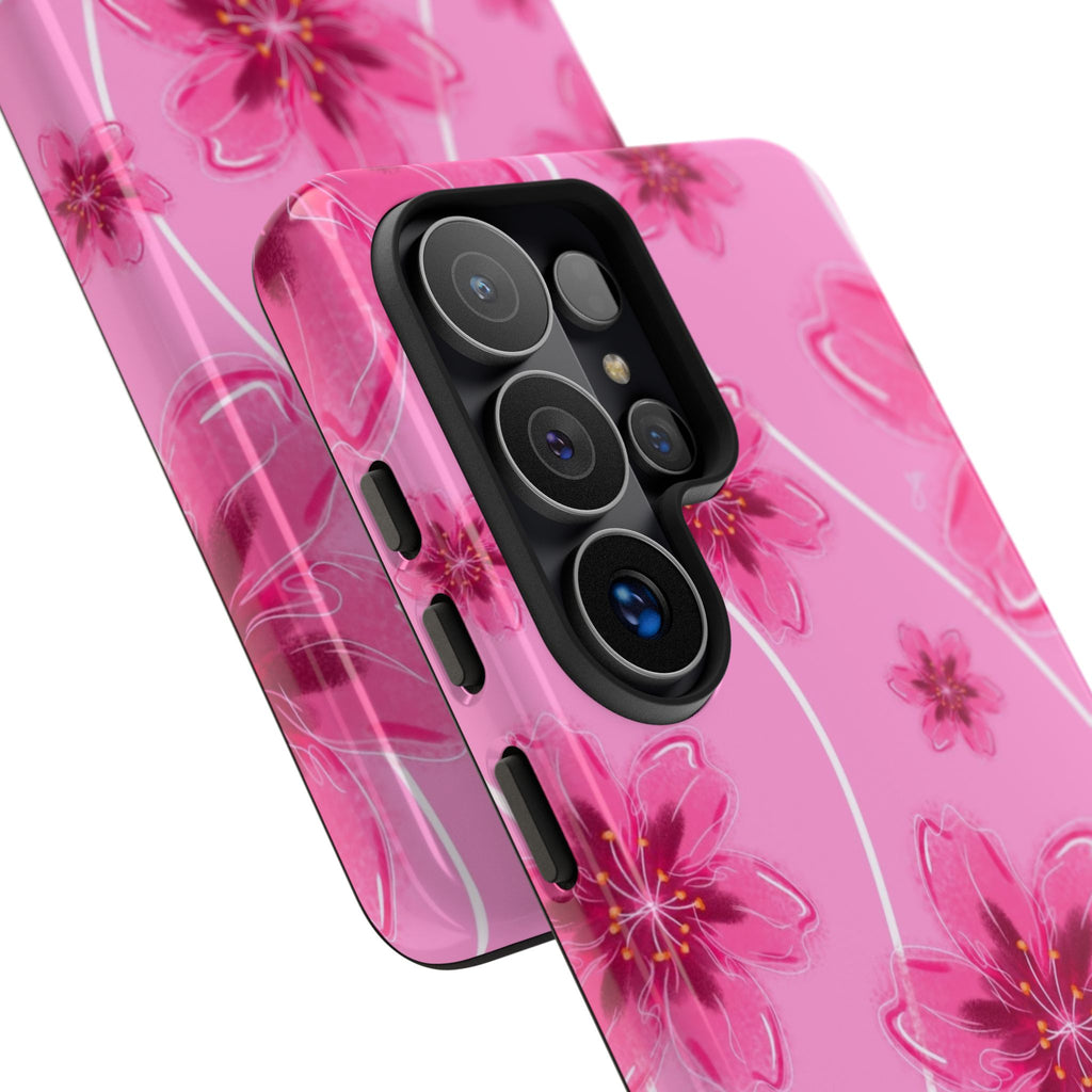 Pink Cherry Blossom Tough Phone Case — Floral Protective Cover