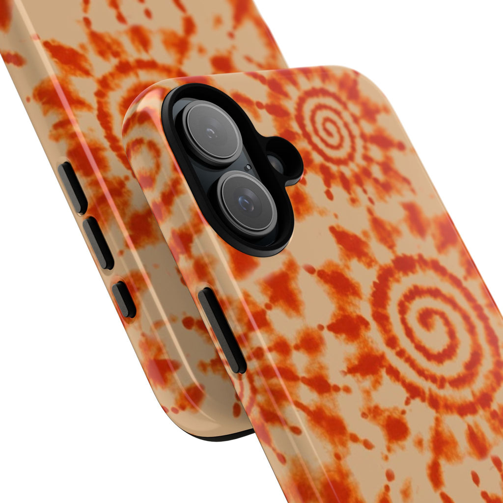 Tie-Dye Spiral Tough Phone Case — Orange Retro Protective Case