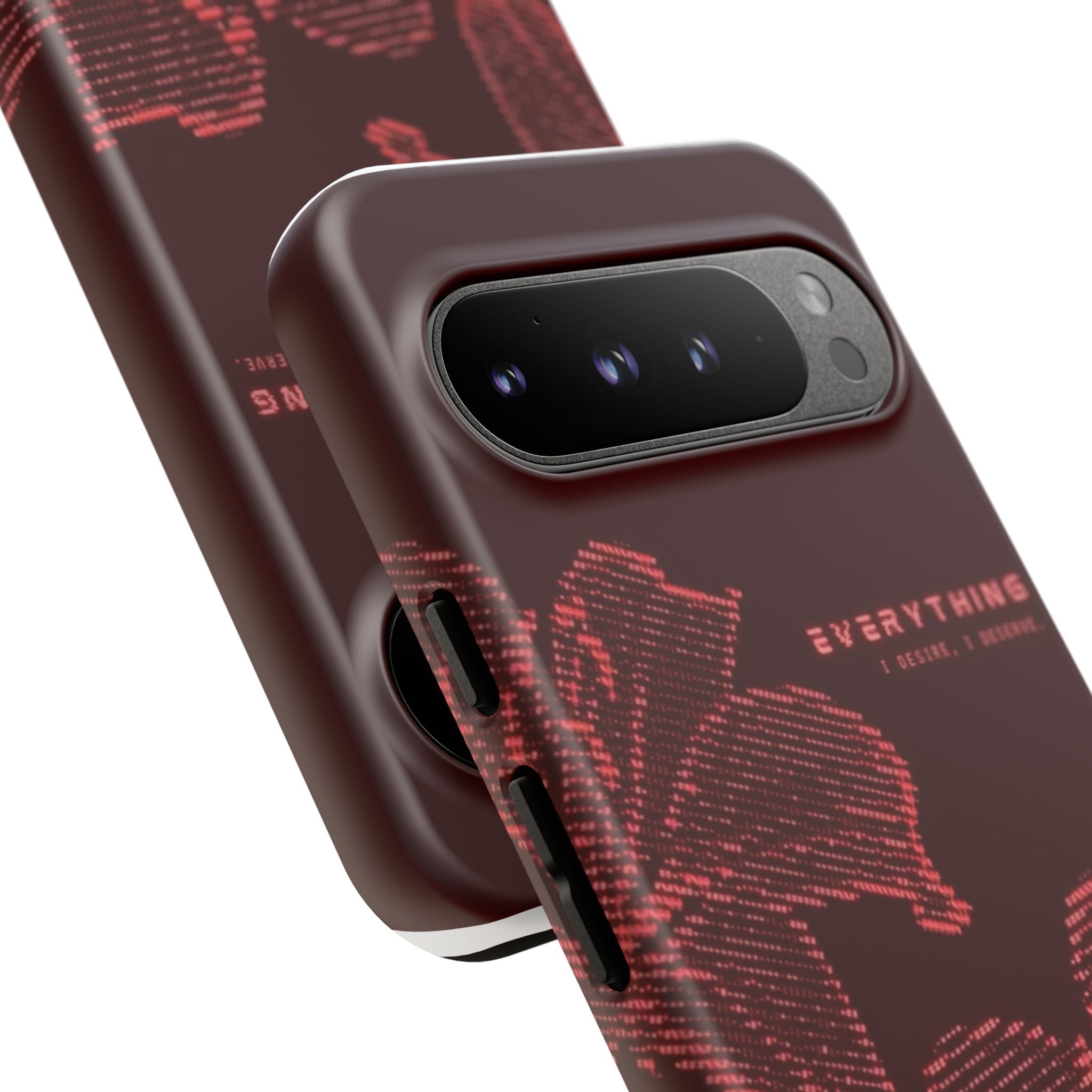 Floral Tough Phone Case — 'Everything' Burgundy Protective Cover