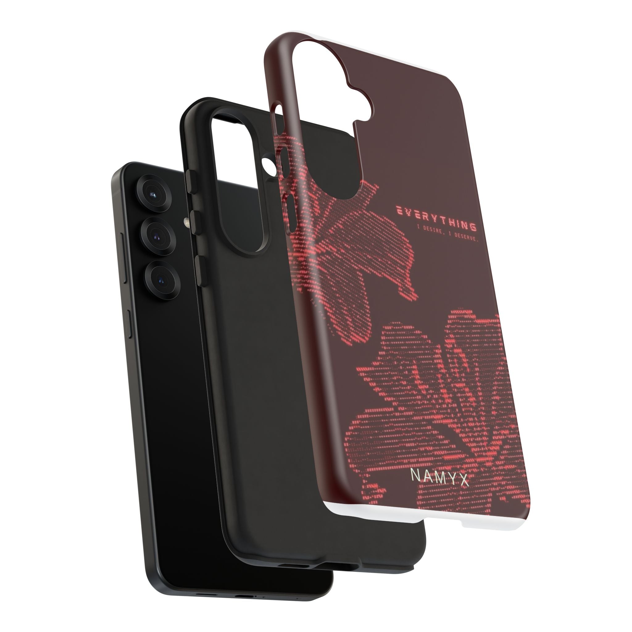 Floral Tough Phone Case — 'Everything' Burgundy Protective Cover