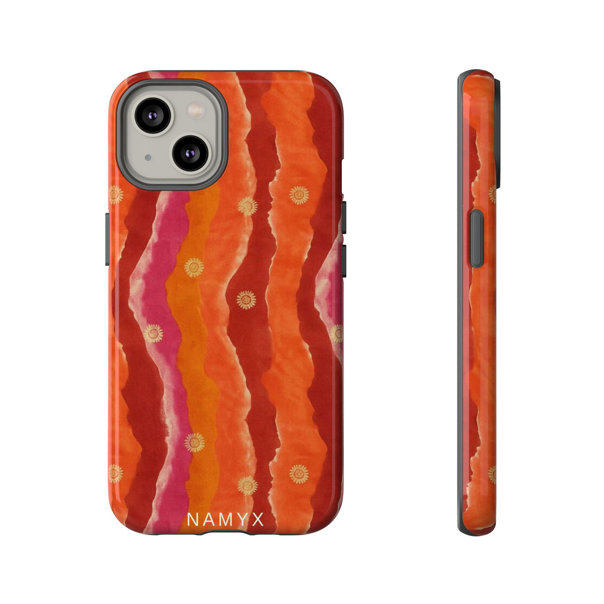 Abstract Red Waves Phone Case — Bold Orange & Pink Protective Tough Case