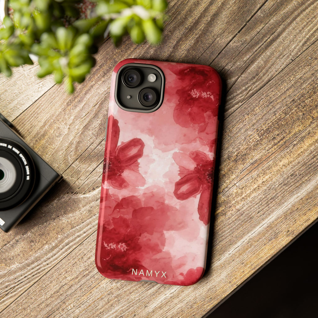 Floral Red Watercolor Tough Phone Case