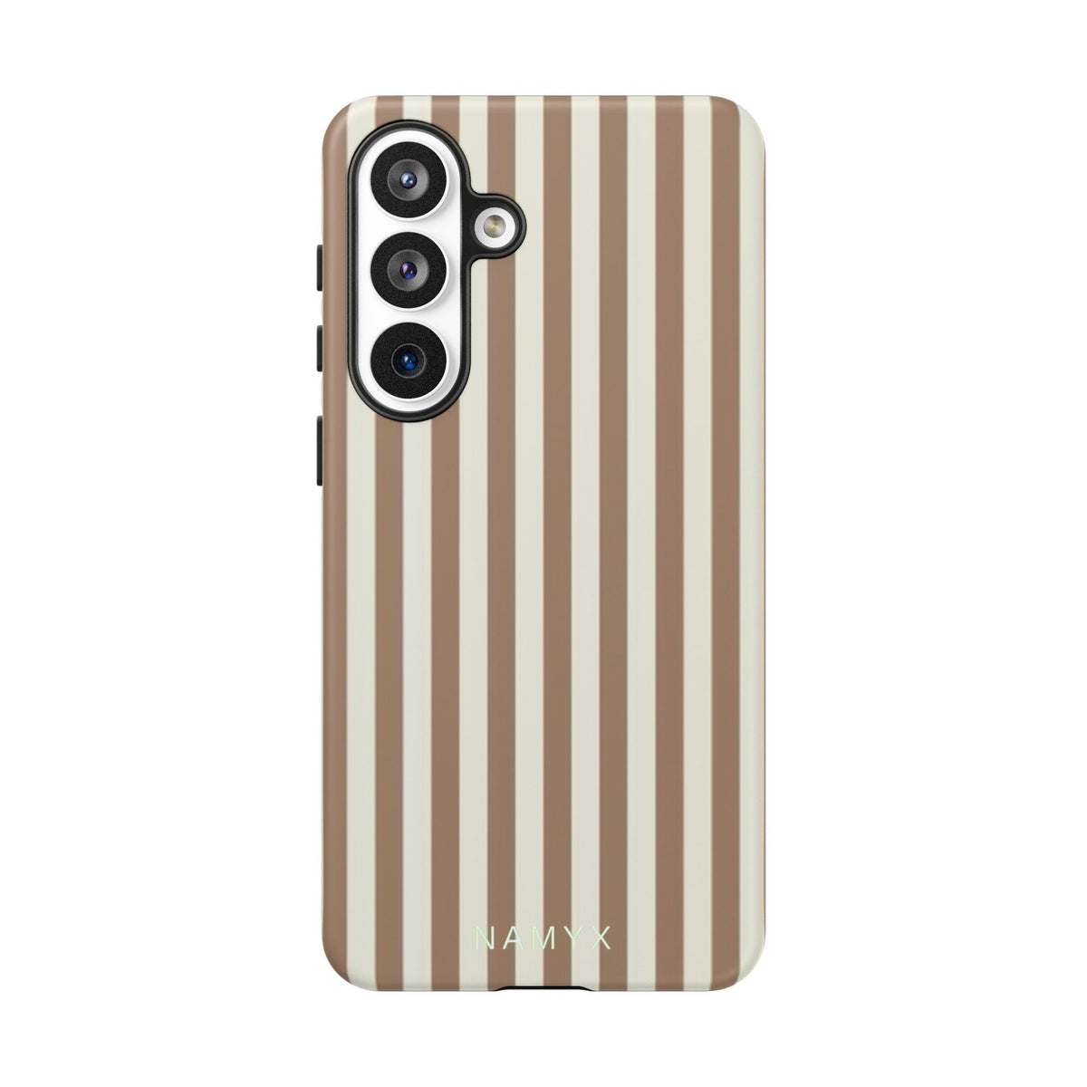 Striped Beige Phone Case — Classic Vertical Brown & Cream Stripe Tough Case