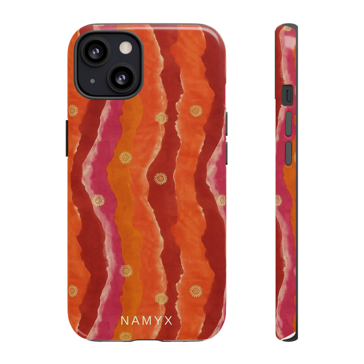 Abstract Red Waves Phone Case — Bold Orange & Pink Protective Tough Case