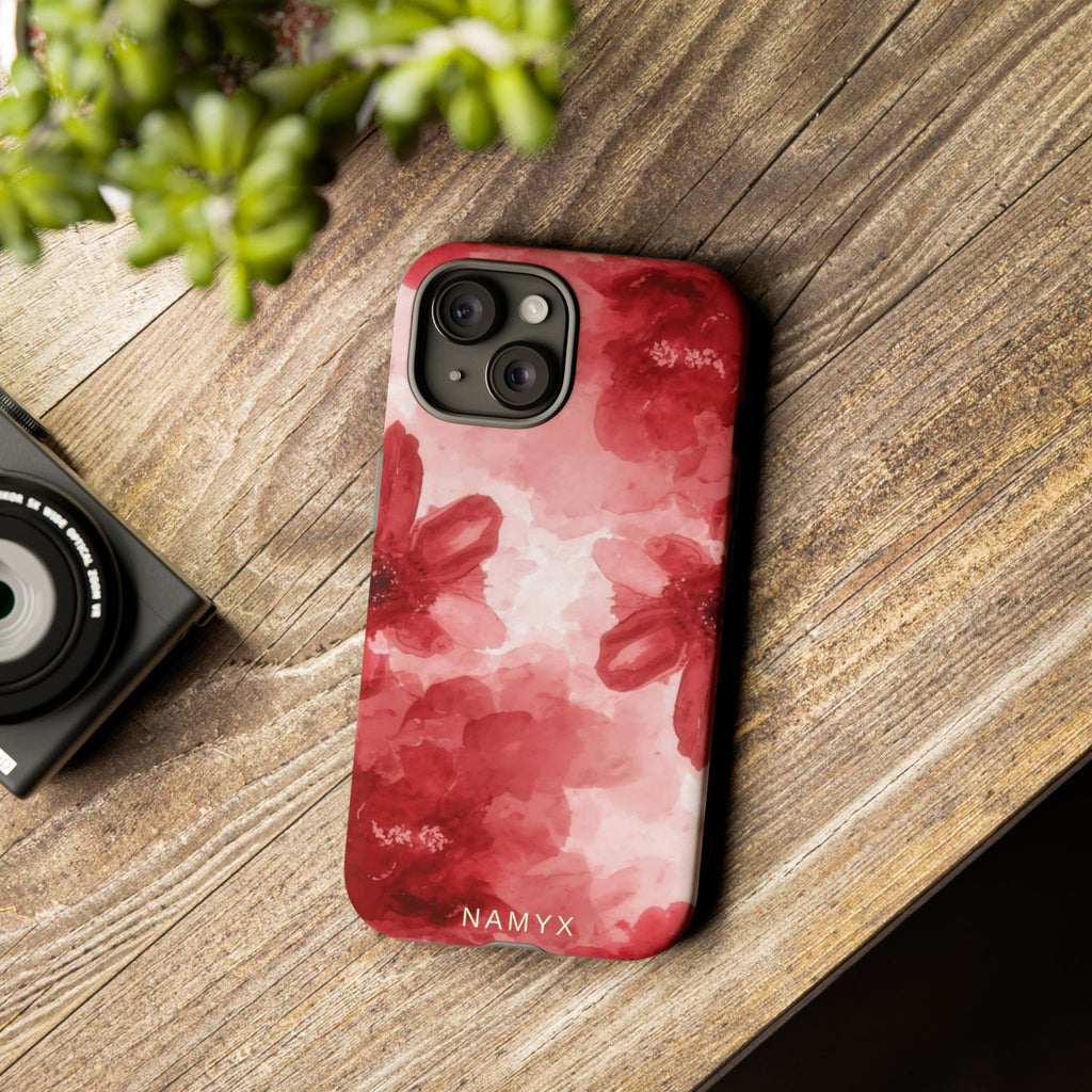 Floral Red Watercolor Tough Phone Case