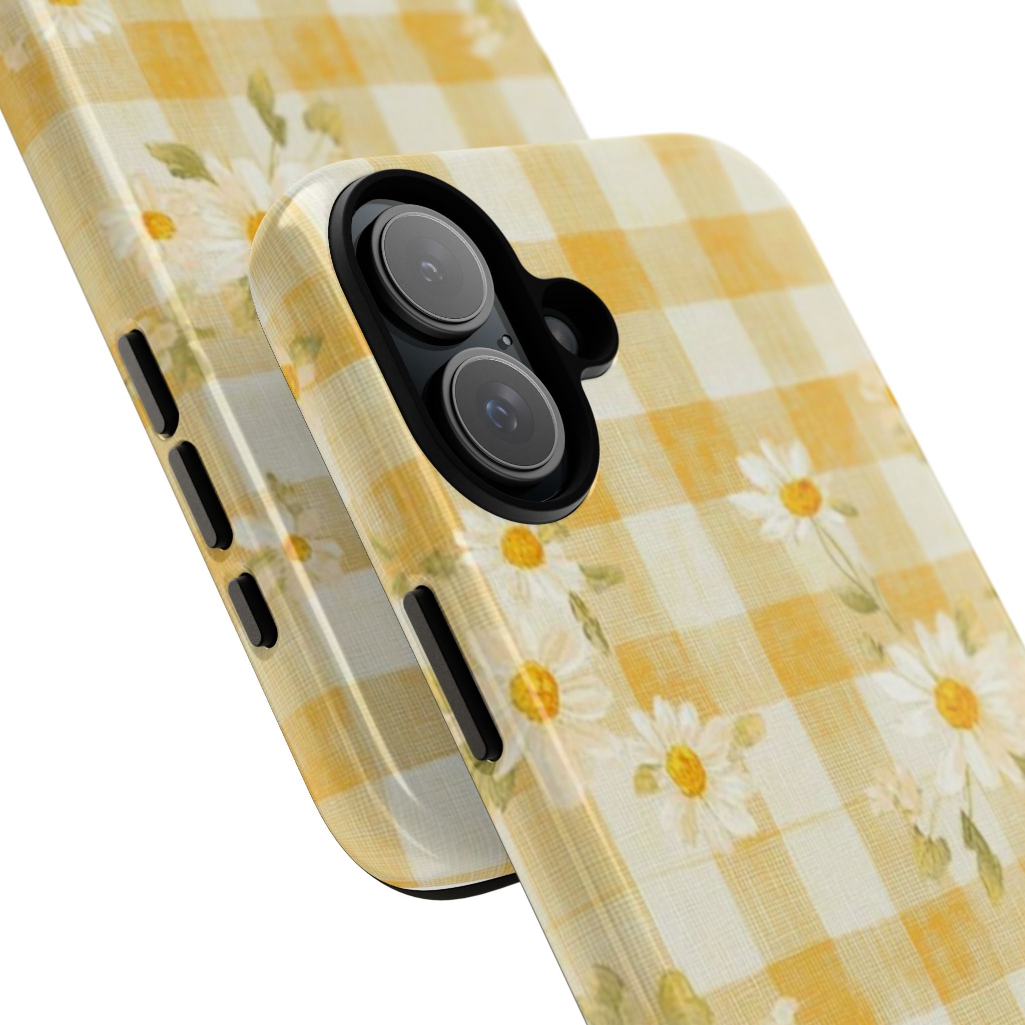 Daisy Gingham Tough Phone Case — Yellow Floral Protective Cover