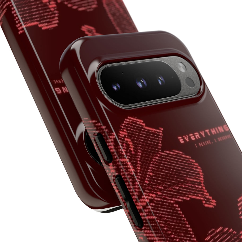 Floral Tough Phone Case — 'Everything' Burgundy Protective Cover