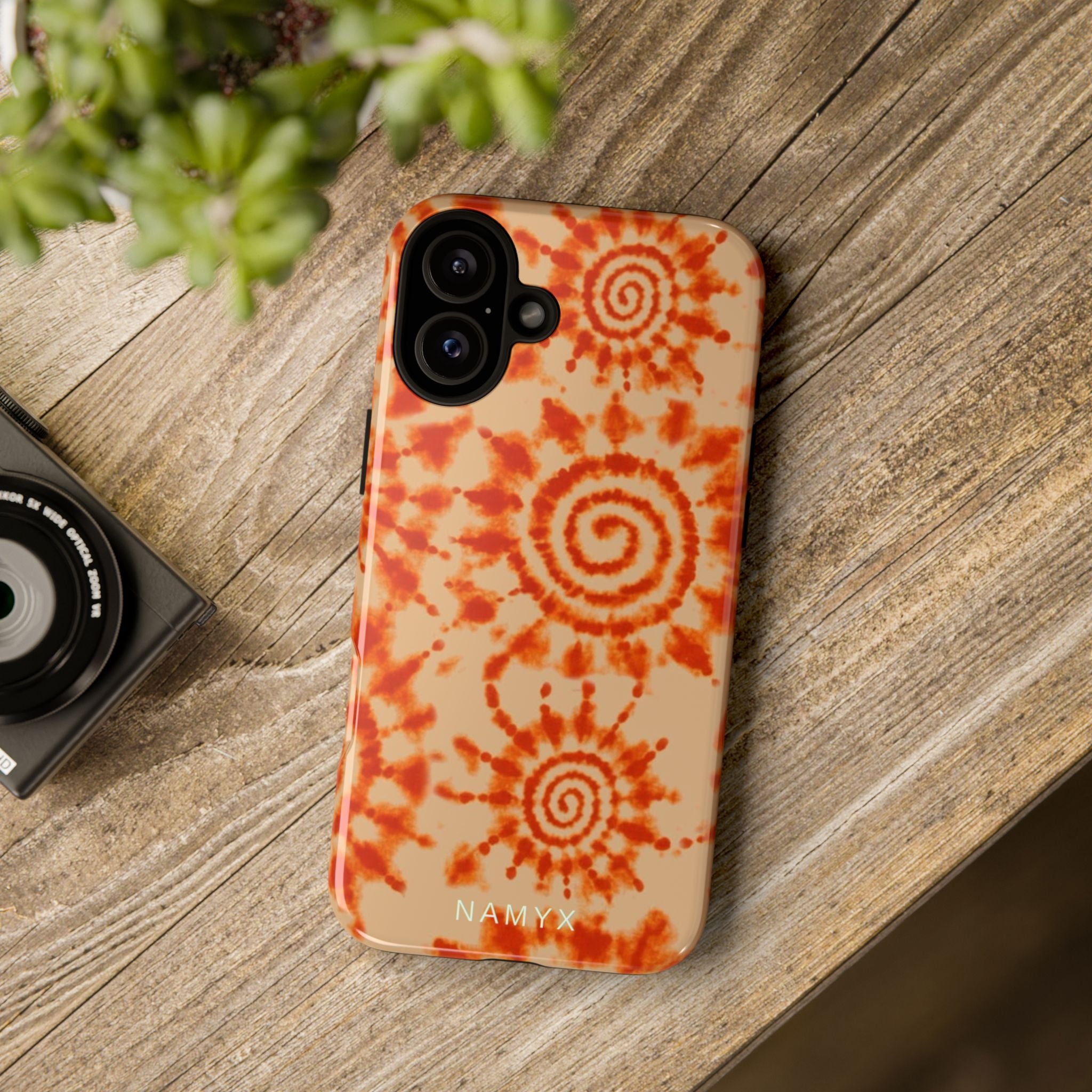 Tie-Dye Spiral Tough Phone Case — Orange Retro Protective Case