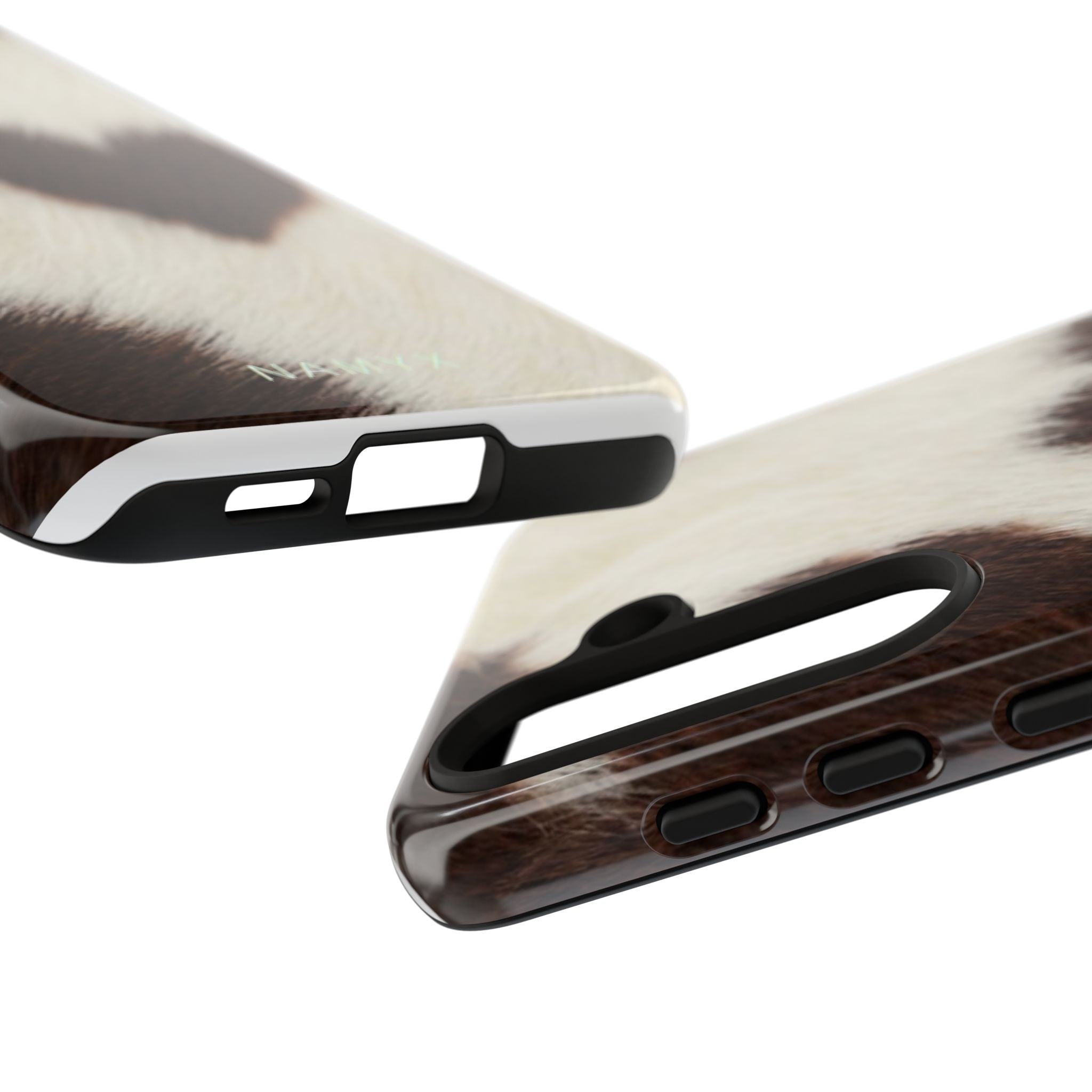 Cowhide Heart Phone Case — Cute Cow Print Protective iPhone Cover