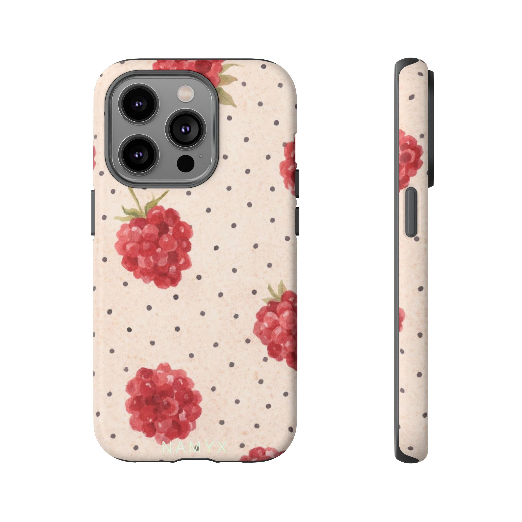 Raspberry Dotted Tough Phone Case — Vintage Floral Protective Cover