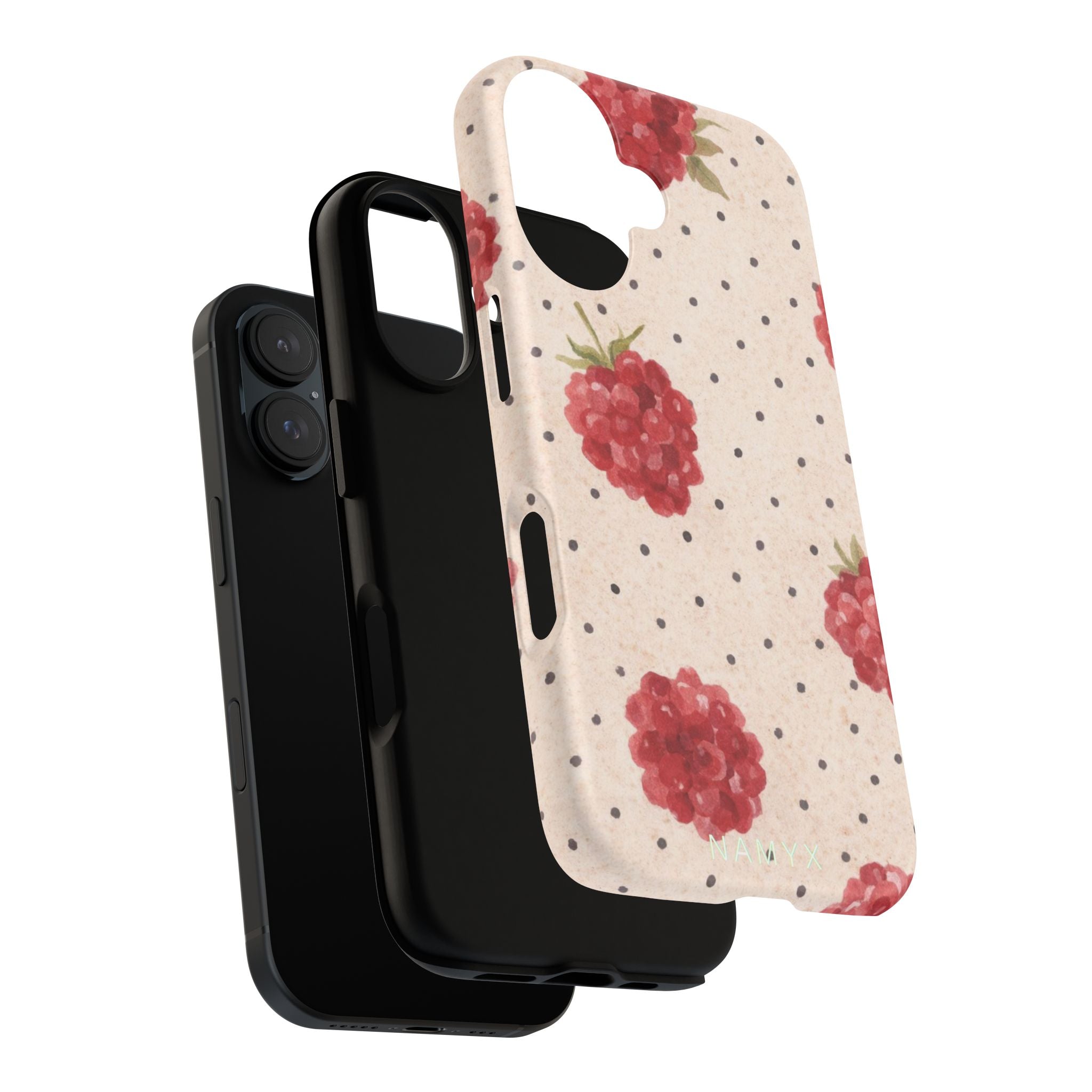Raspberry Dotted Tough Phone Case — Vintage Floral Protective Cover