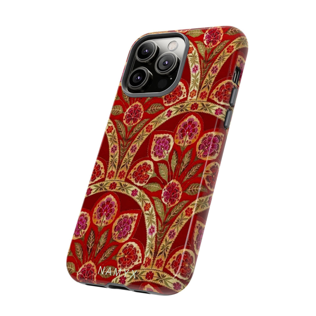 Floral Paisley Tough Phone Case — Red Gold Vintage Pattern