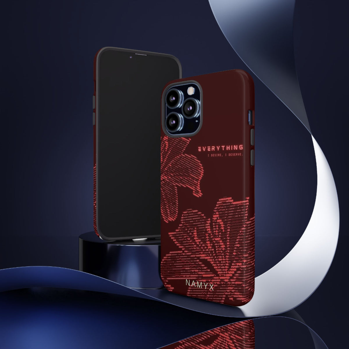 Floral Tough Phone Case — 'Everything' Burgundy Protective Cover
