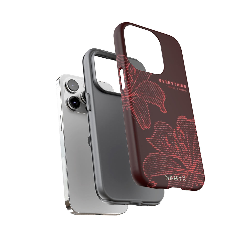 Floral Tough Phone Case — 'Everything' Burgundy Protective Cover