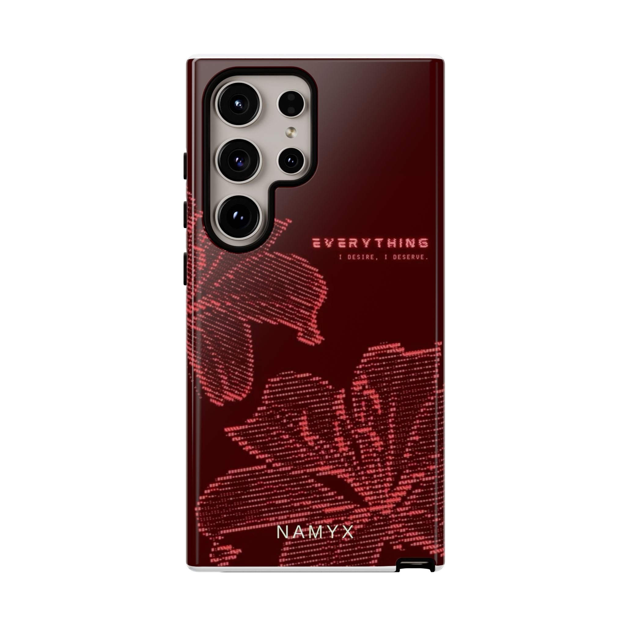 Floral Tough Phone Case — 'Everything' Burgundy Protective Cover