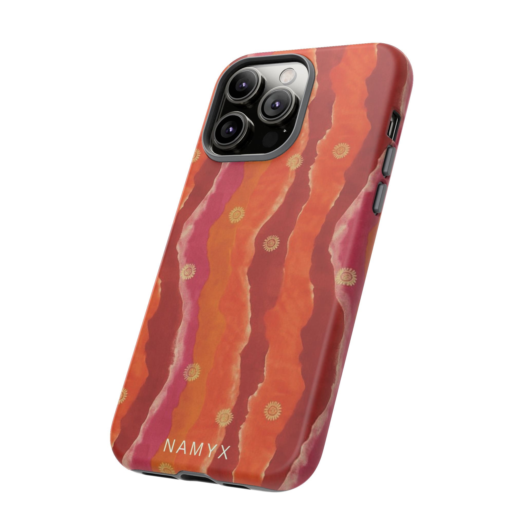 Abstract Red Waves Phone Case — Bold Orange & Pink Protective Tough Case