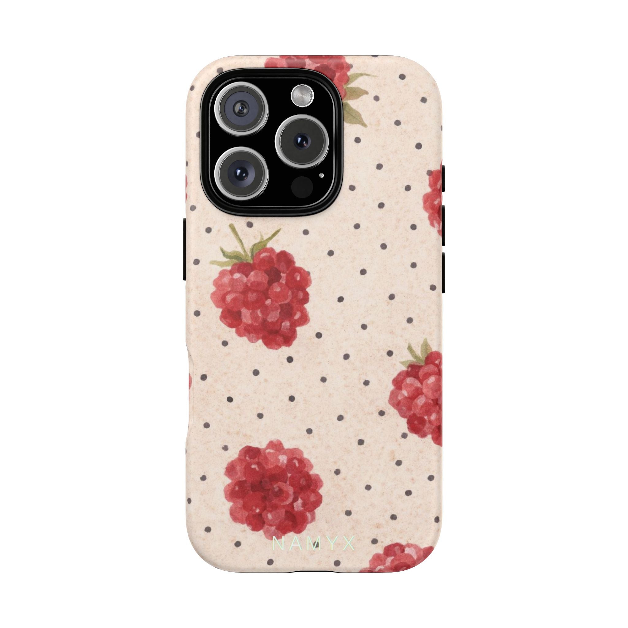 Raspberry Dotted Tough Phone Case — Vintage Floral Protective Cover