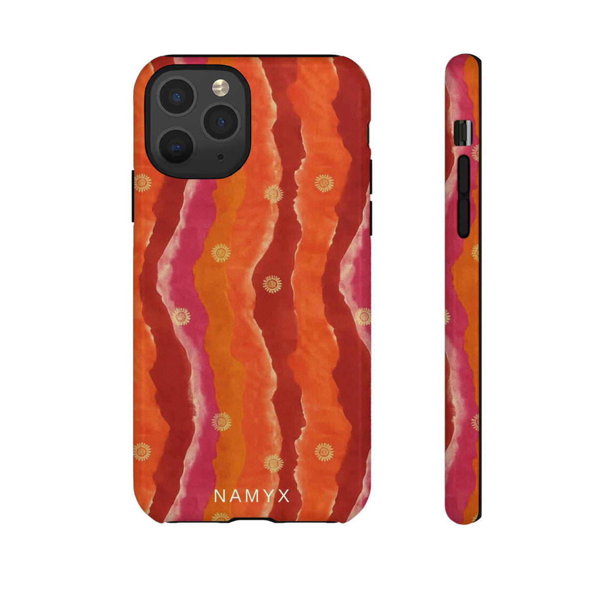 Abstract Red Waves Phone Case — Bold Orange & Pink Protective Tough Case