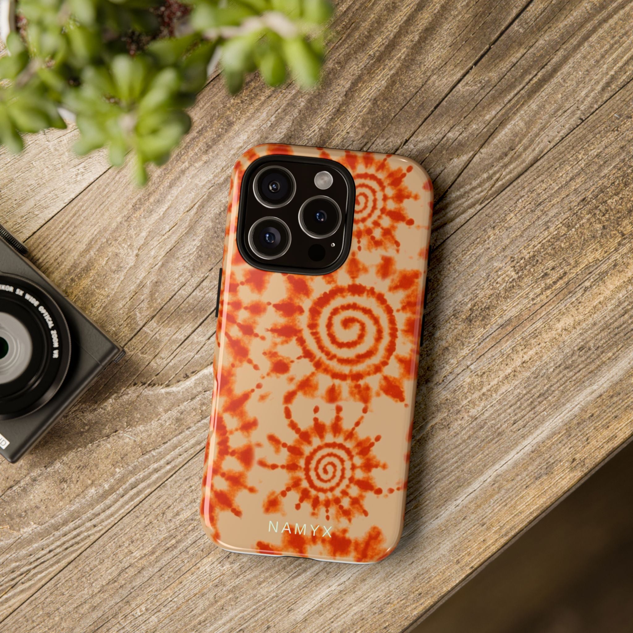 Tie-Dye Spiral Tough Phone Case — Orange Retro Protective Case
