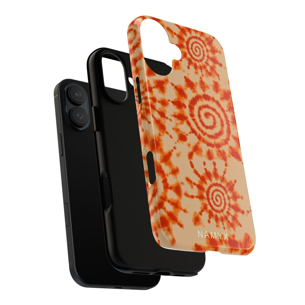 Tie-Dye Spiral Tough Phone Case — Orange Retro Protective Case
