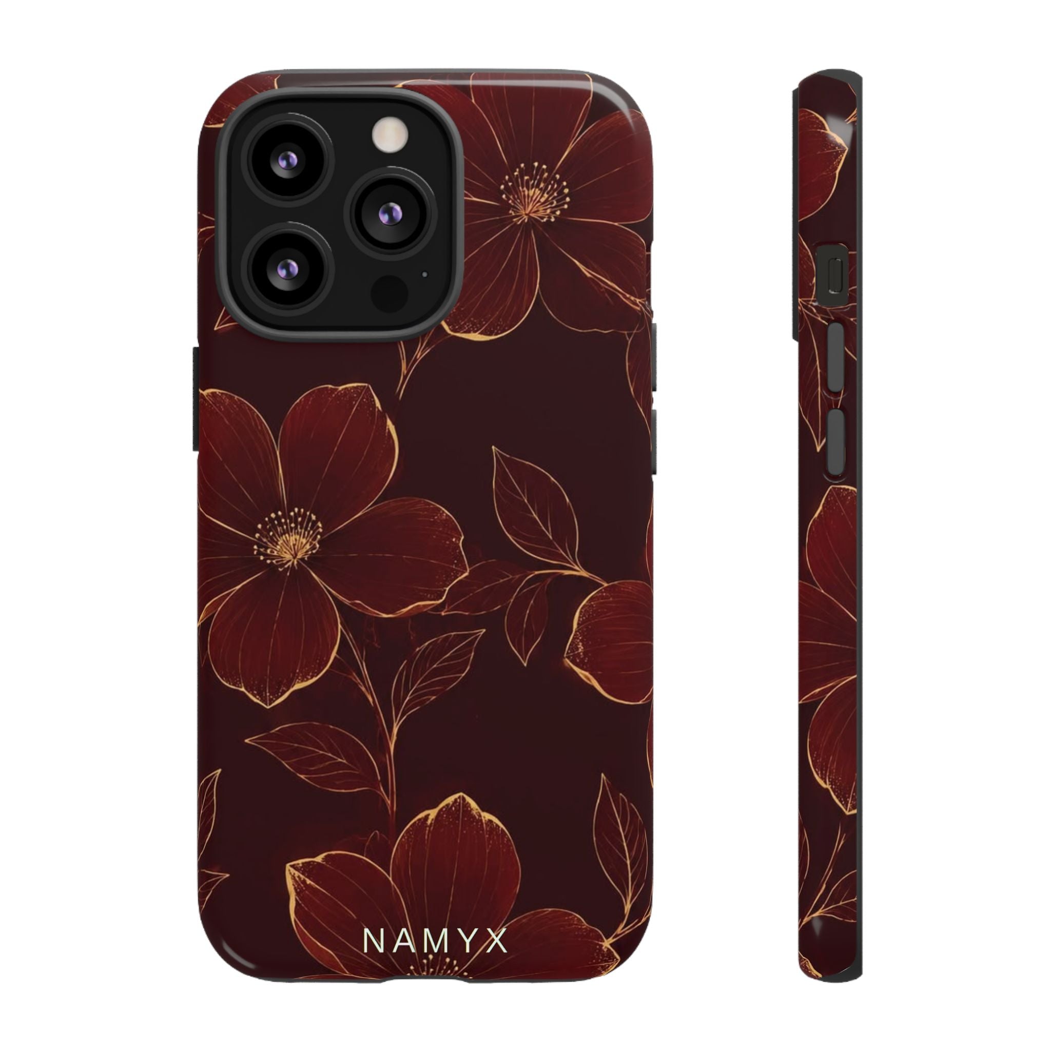 Floral Tough Case — Dark Red Botanical Phone Case