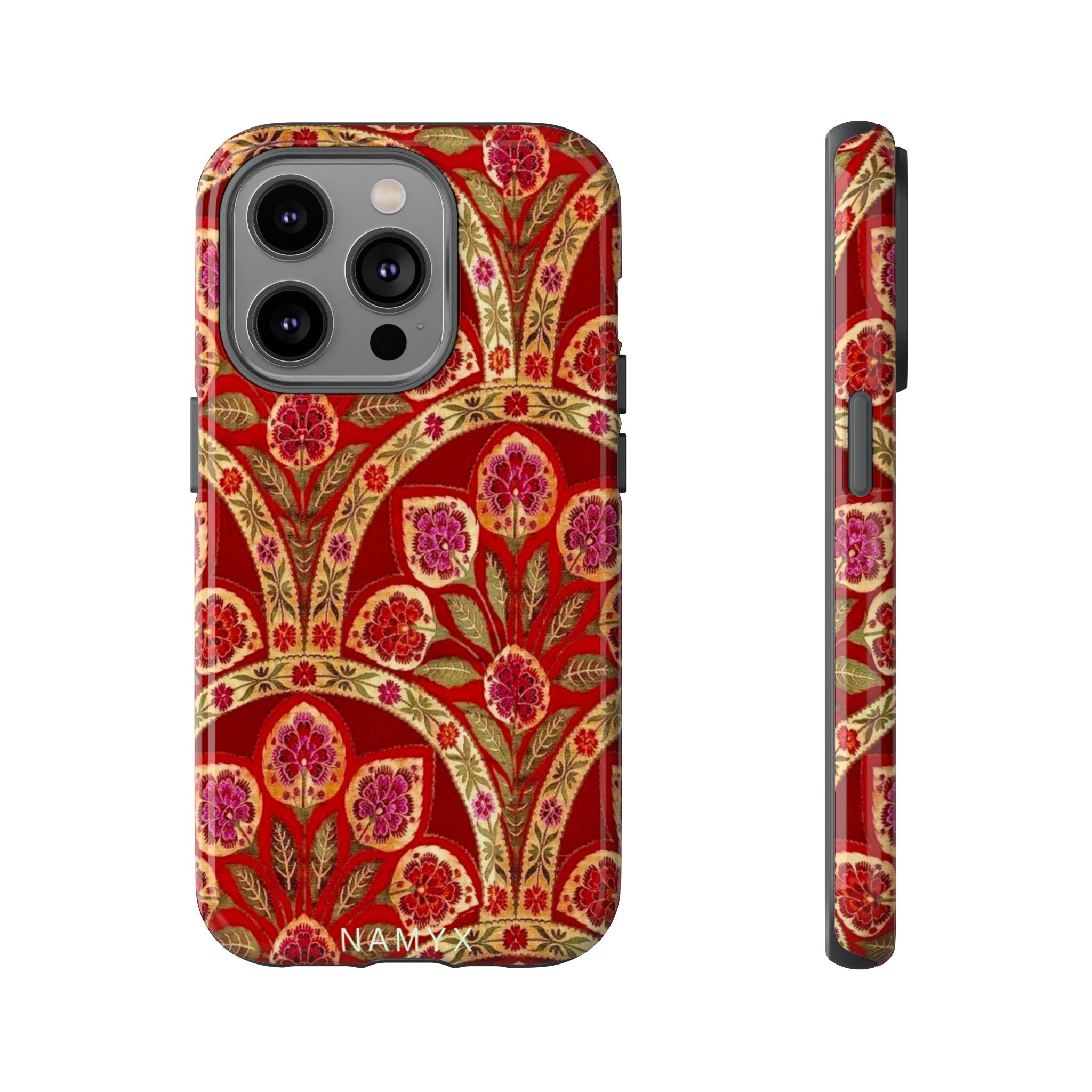 Floral Paisley Tough Phone Case — Red Gold Vintage Pattern