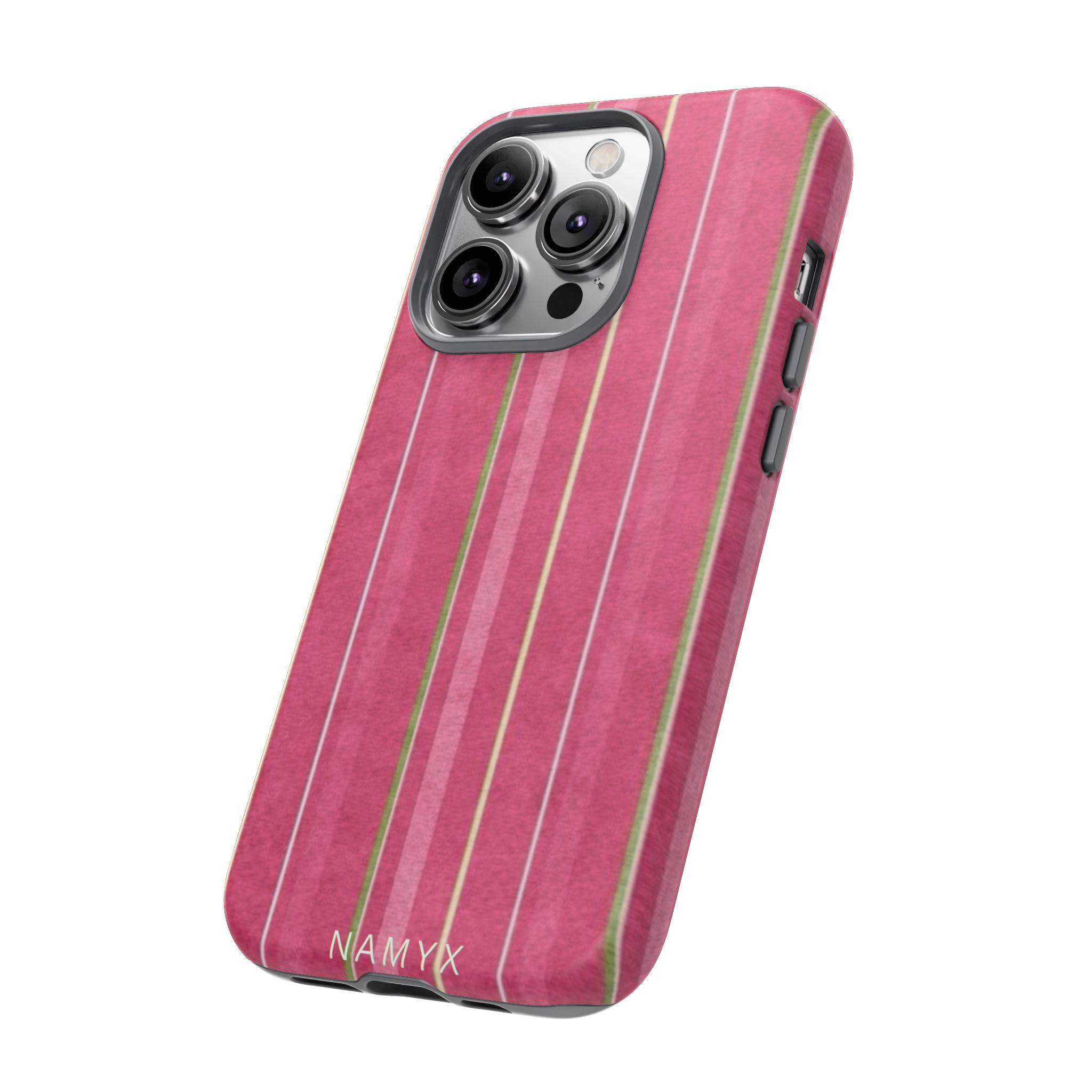 Pink Vertical Stripe Tough Phone Case — Durable Protective iPhone Cover with Subtle Vintage Stripes