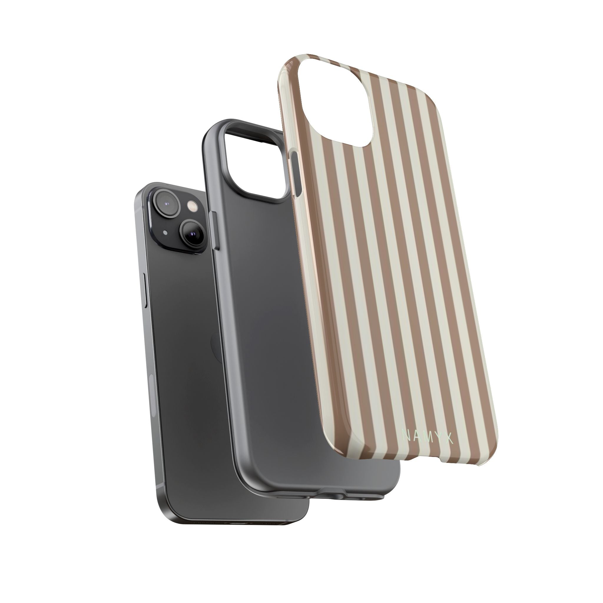 Striped Beige Phone Case — Classic Vertical Brown & Cream Stripe Tough Case