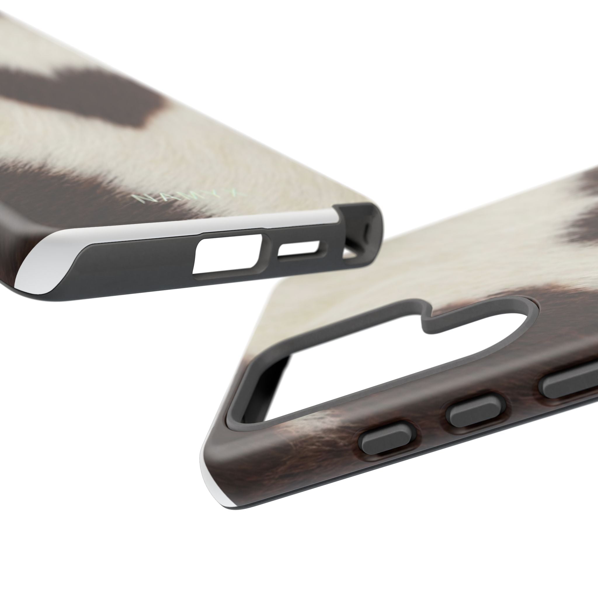 Cowhide Heart Phone Case — Cute Cow Print Protective iPhone Cover