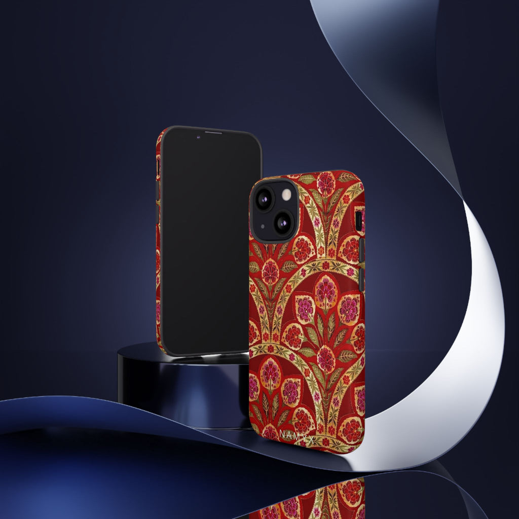 Floral Paisley Tough Phone Case — Red Gold Vintage Pattern