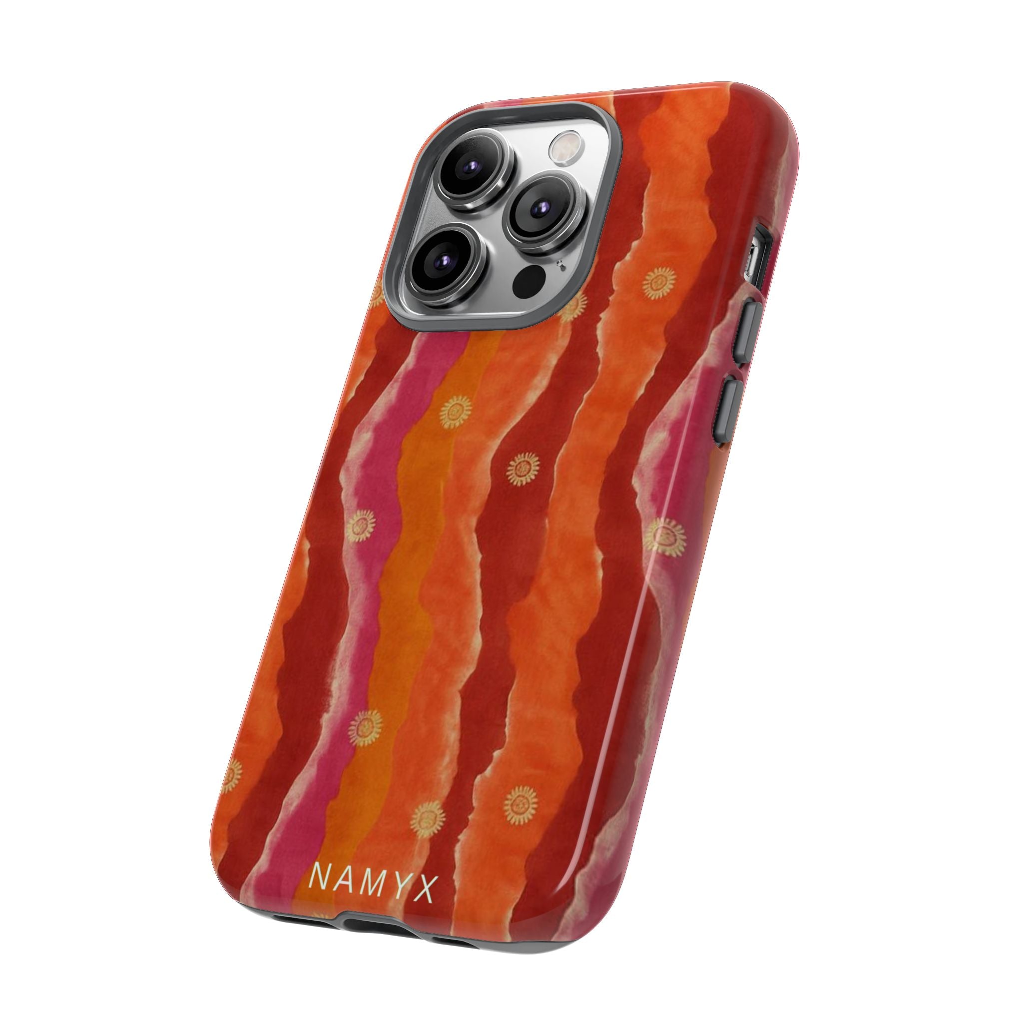 Abstract Red Waves Phone Case — Bold Orange & Pink Protective Tough Case