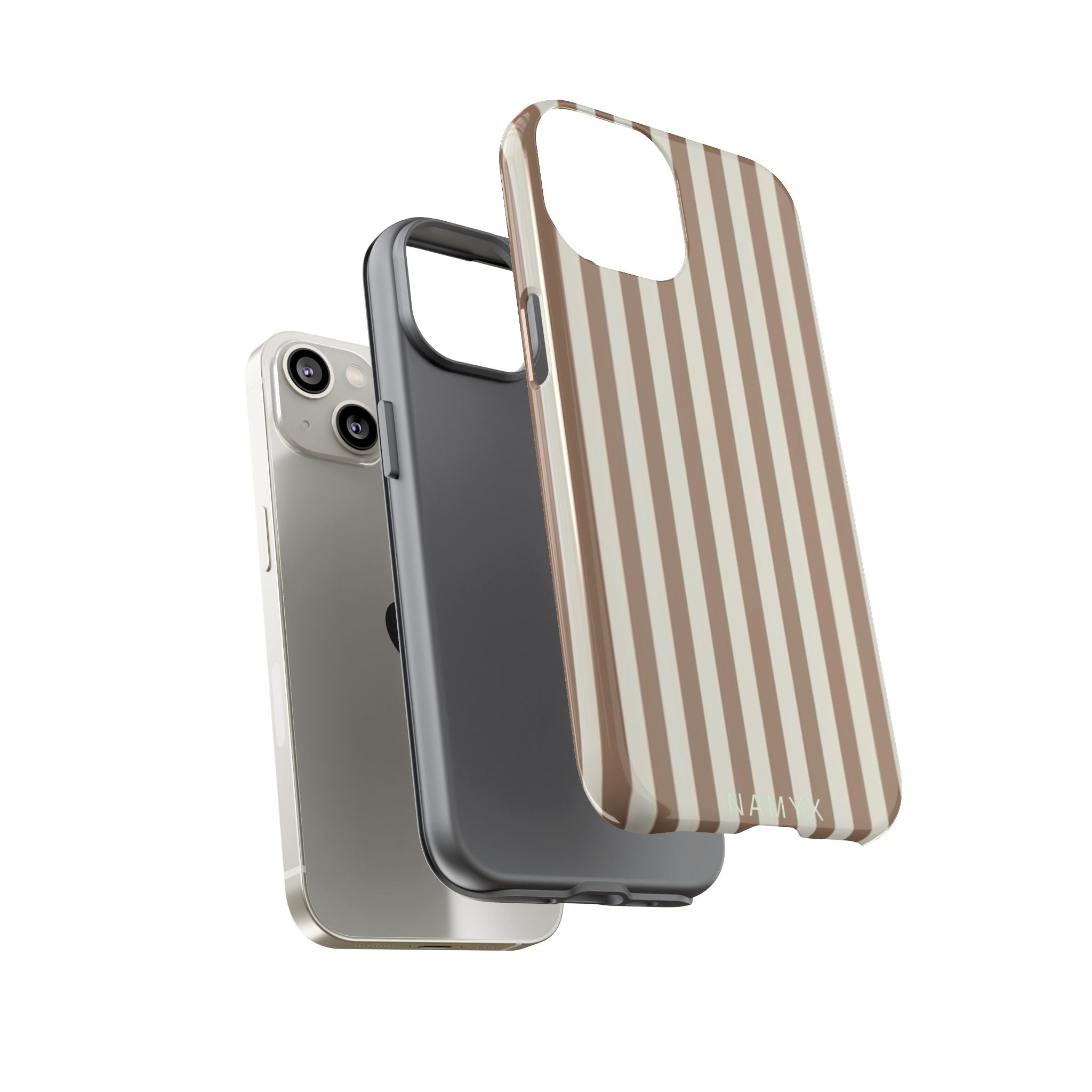 Striped Beige Phone Case — Classic Vertical Brown & Cream Stripe Tough Case