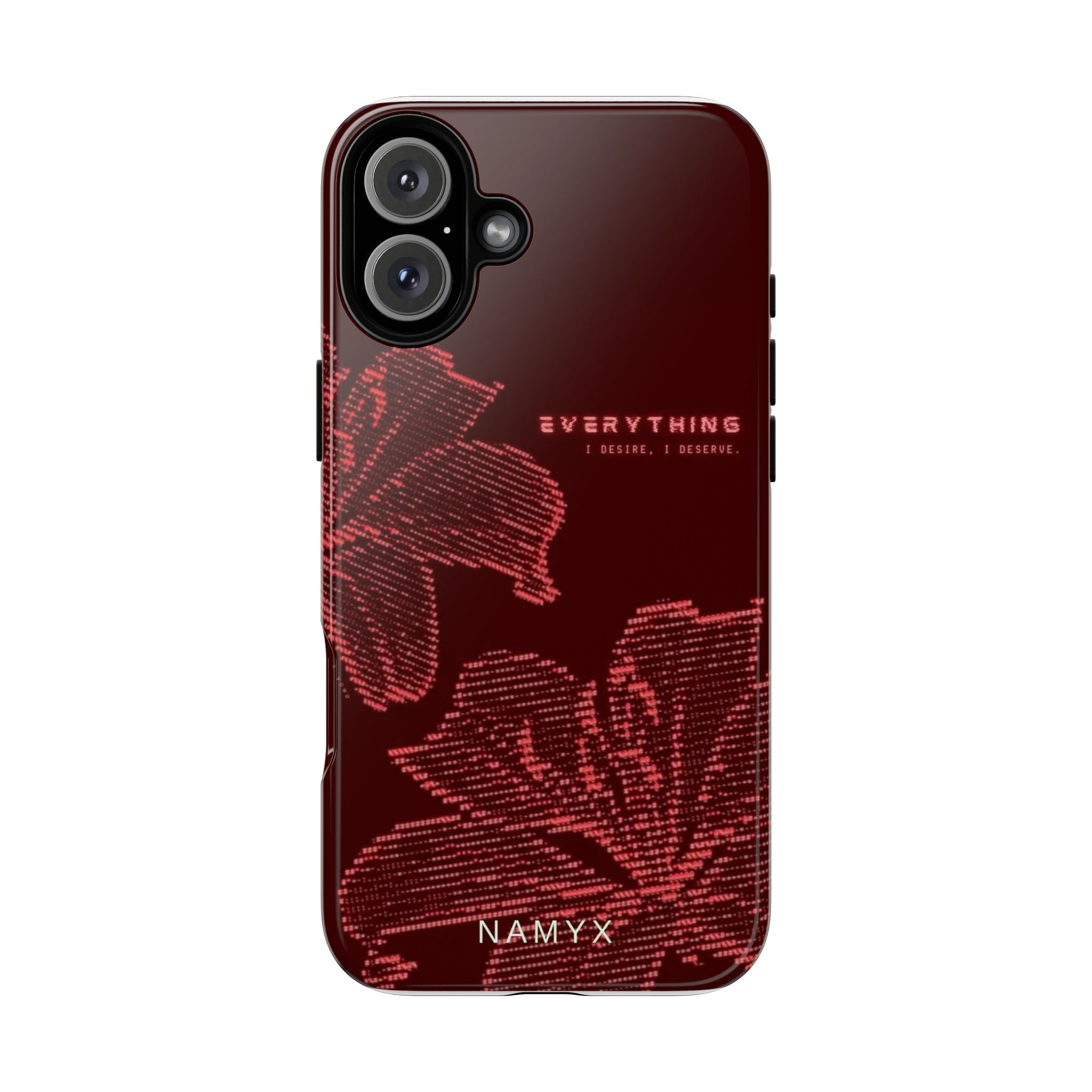 Floral Tough Phone Case — 'Everything' Burgundy Protective Cover